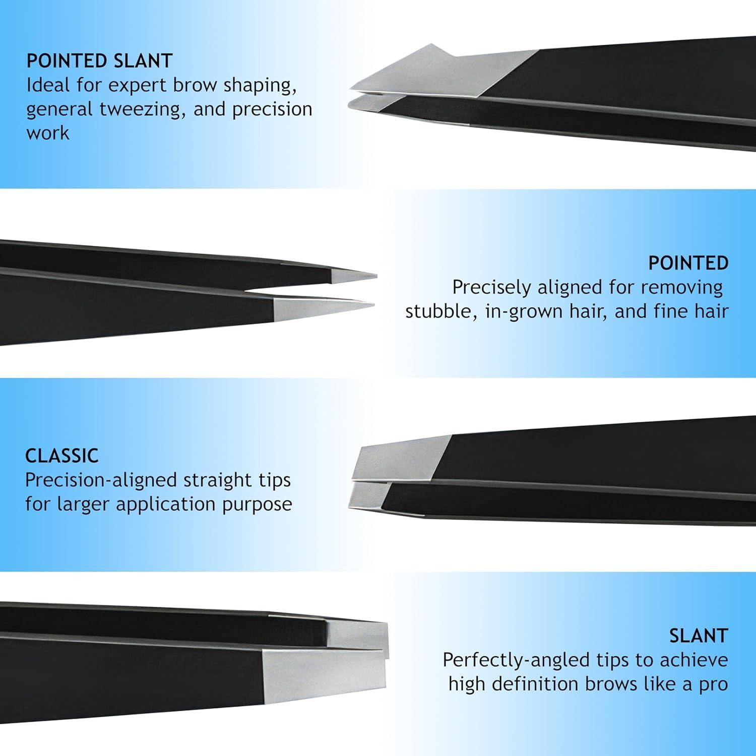 Pinzas de Acero Inoxidable Bay State Importers - Precisión para Cejas y Vello Facial