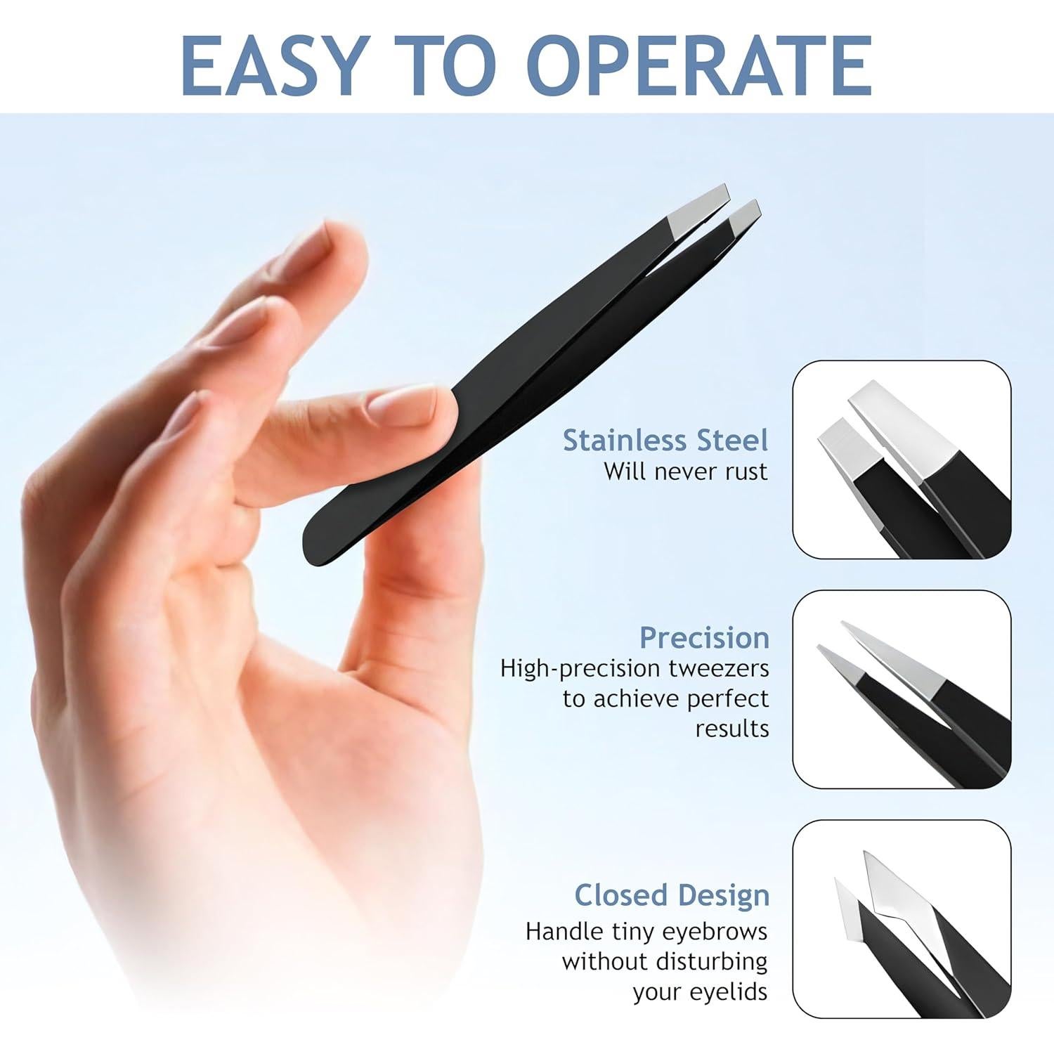 Pinzas de Acero Inoxidable Bay State Importers - Precisión para Cejas y Vello Facial