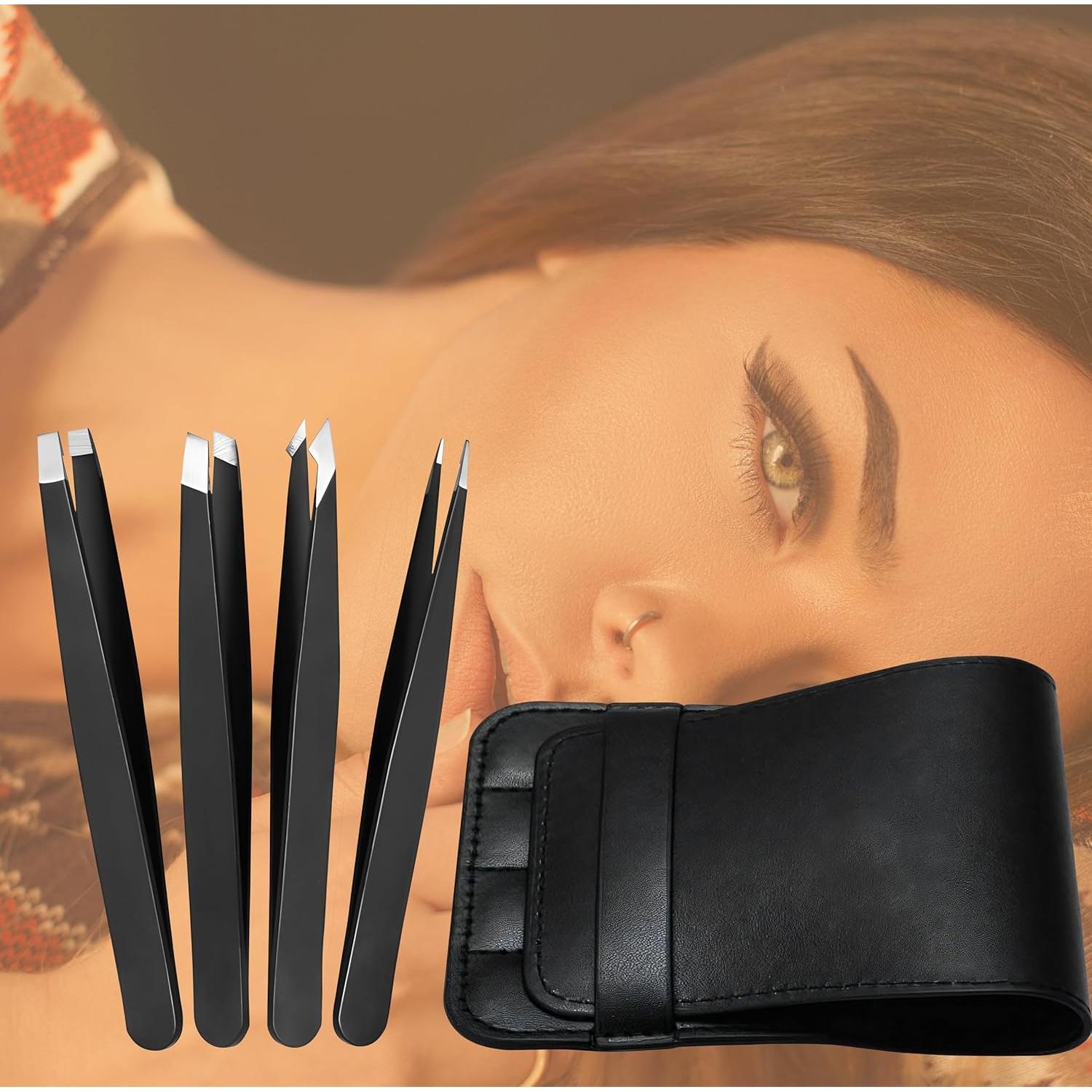 Pinzas de Acero Inoxidable Bay State Importers - Precisión para Cejas y Vello Facial