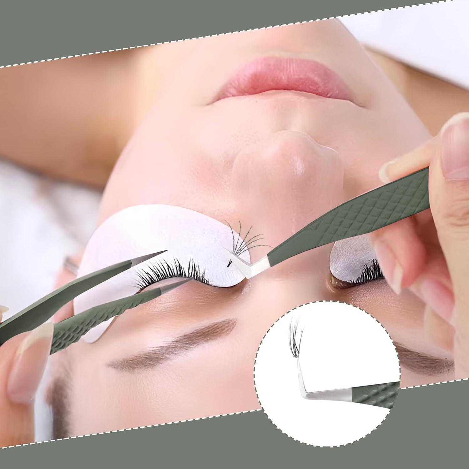 Set de 4 Pinzas de Acero Inoxidable MK QUEENS para Pestañas