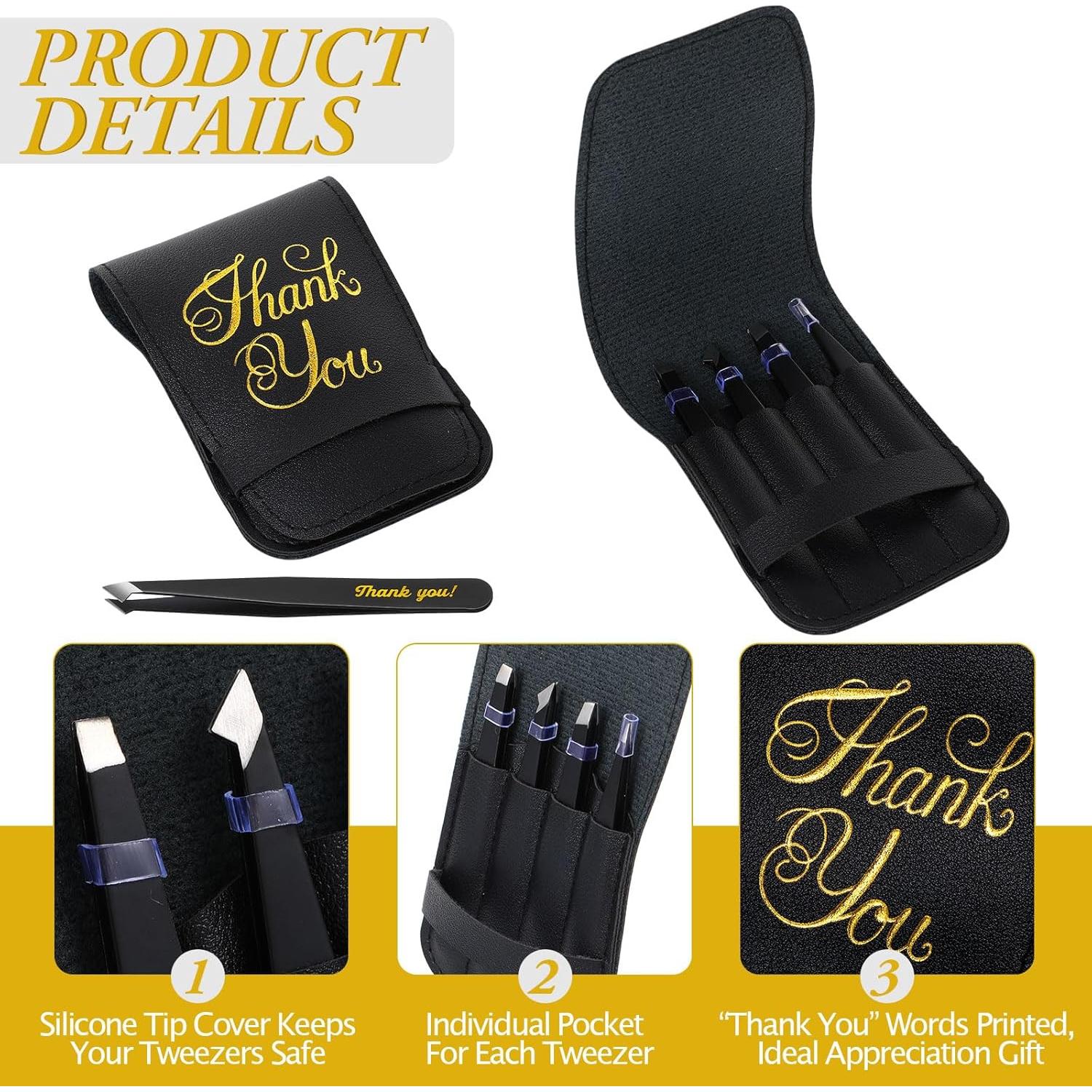 Juego de 24 Piezas de Pinzas de Cejas Lanties con Estuche