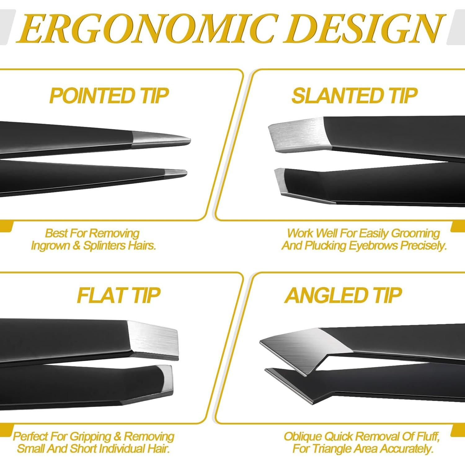 Juego de 24 Piezas de Pinzas de Cejas Lanties con Estuche