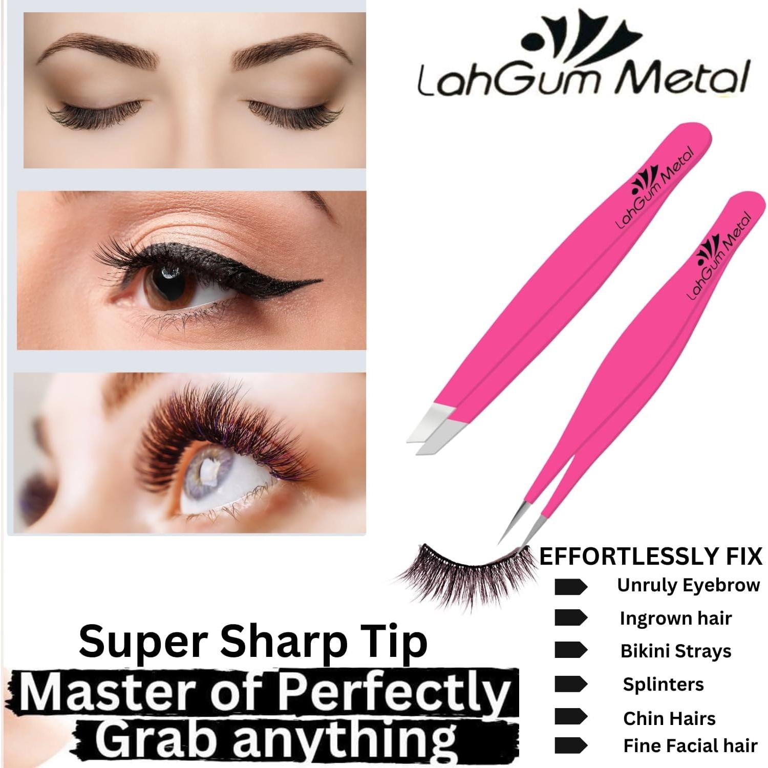 Pinzas de Precisión Rosa LahGum Metal para Vello Encarnado