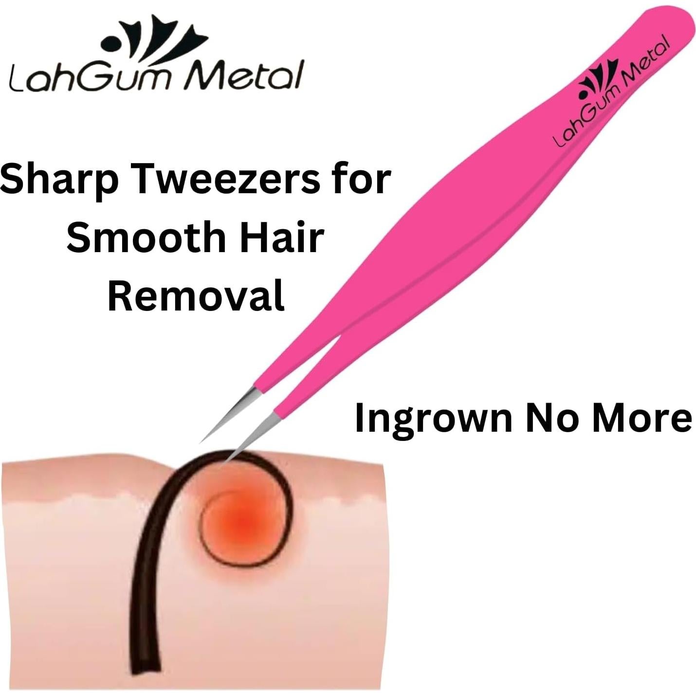 Pinzas de Precisión Rosa LahGum Metal para Vello Encarnado