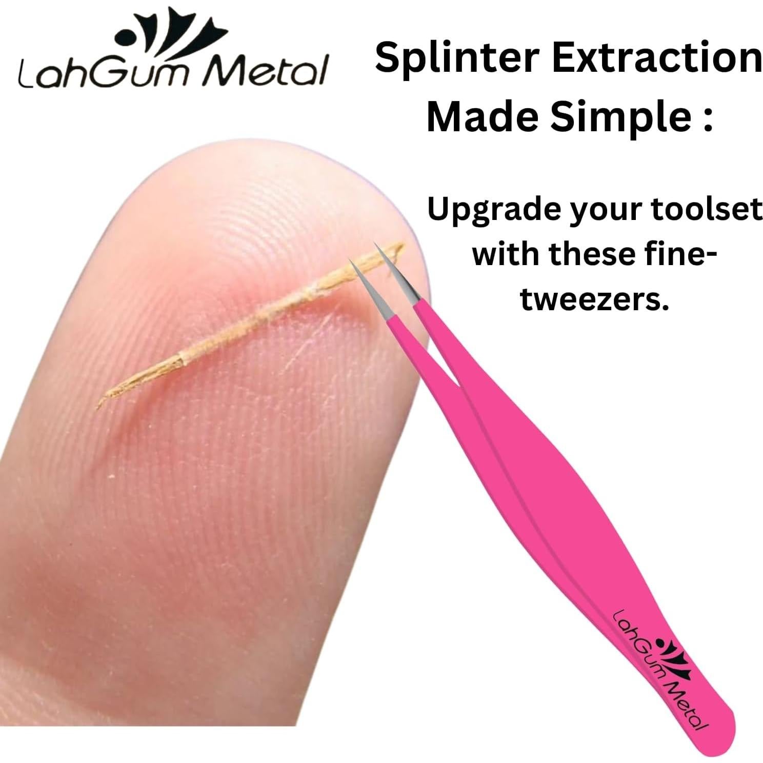 Pinzas de Precisión Rosa LahGum Metal para Vello Encarnado