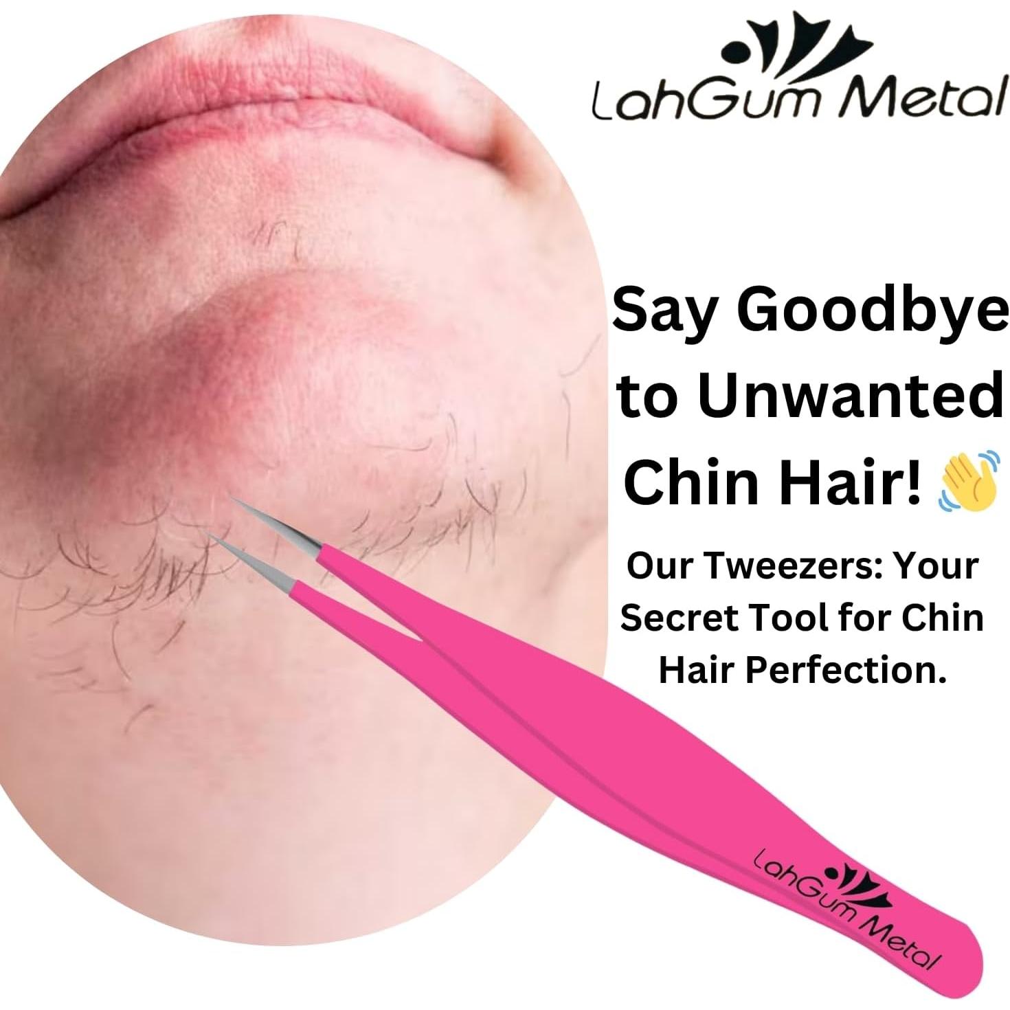 Pinzas de Precisión Rosa LahGum Metal para Vello Encarnado