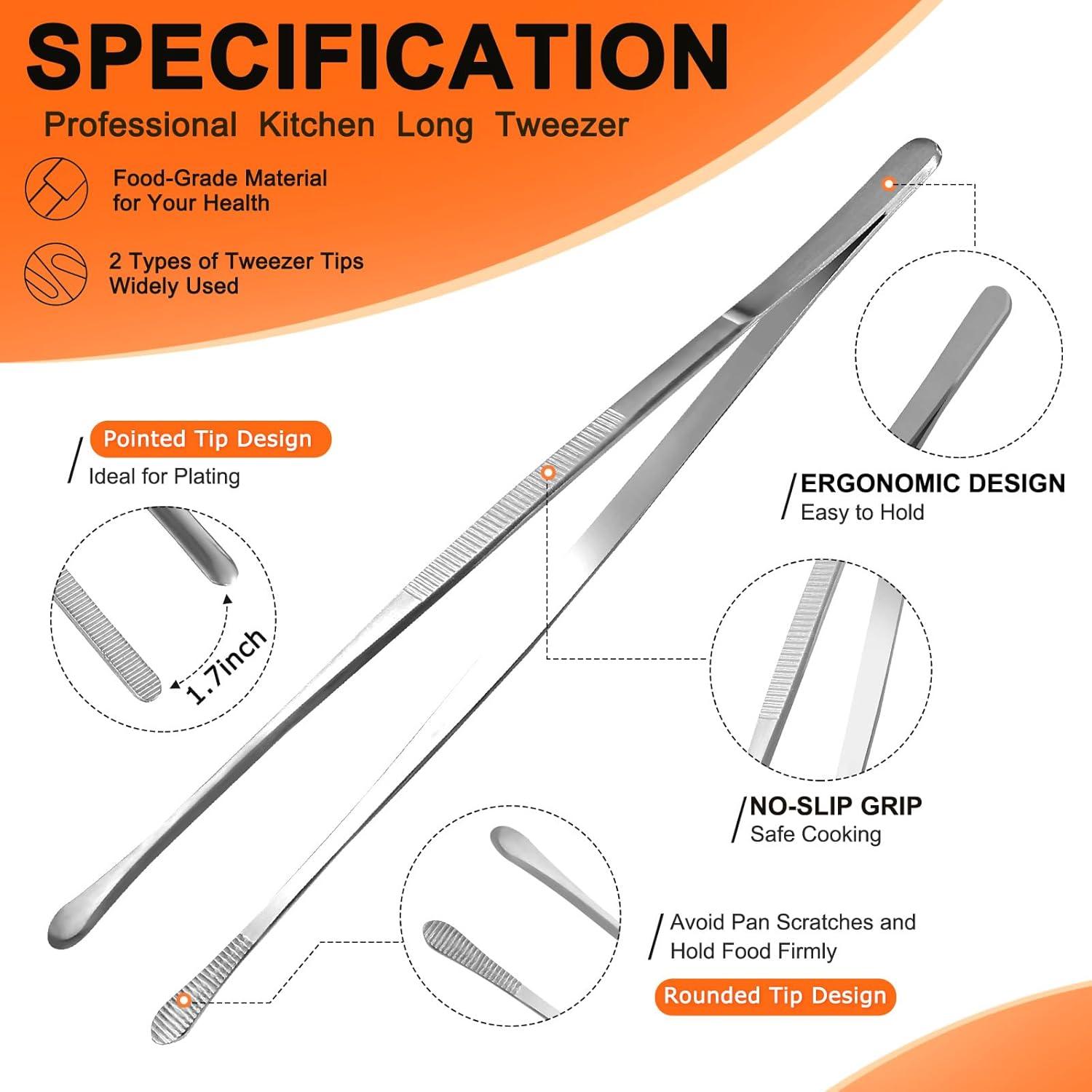 Juego de Pinzas de Cocina Achiwish 30 cm Acero Inoxidable