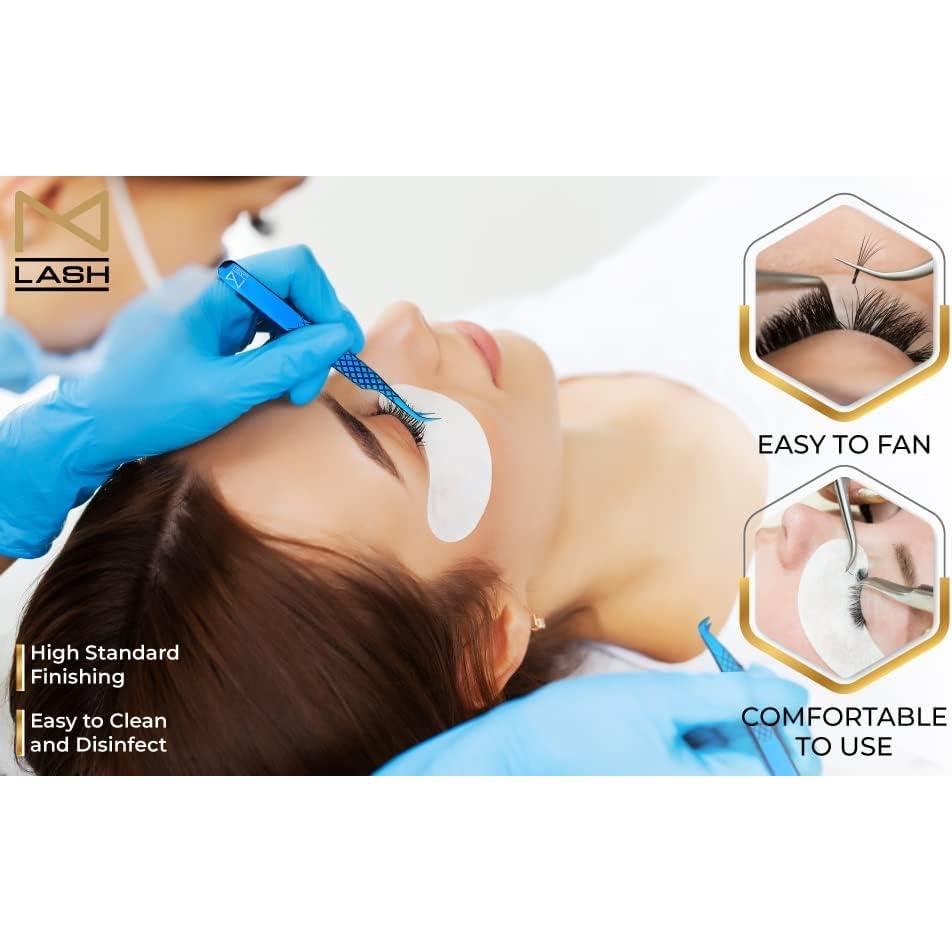 Pinzas M LASH para Extensiones de Pestañas - Juego de 4 - Acero Japonés