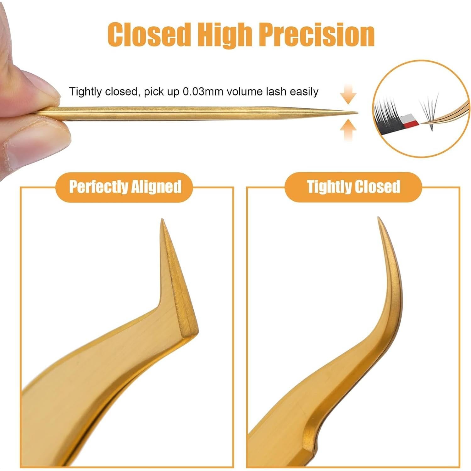 Juego de Pinzas para Pestañas POCMKO Dorado 3 Piezas