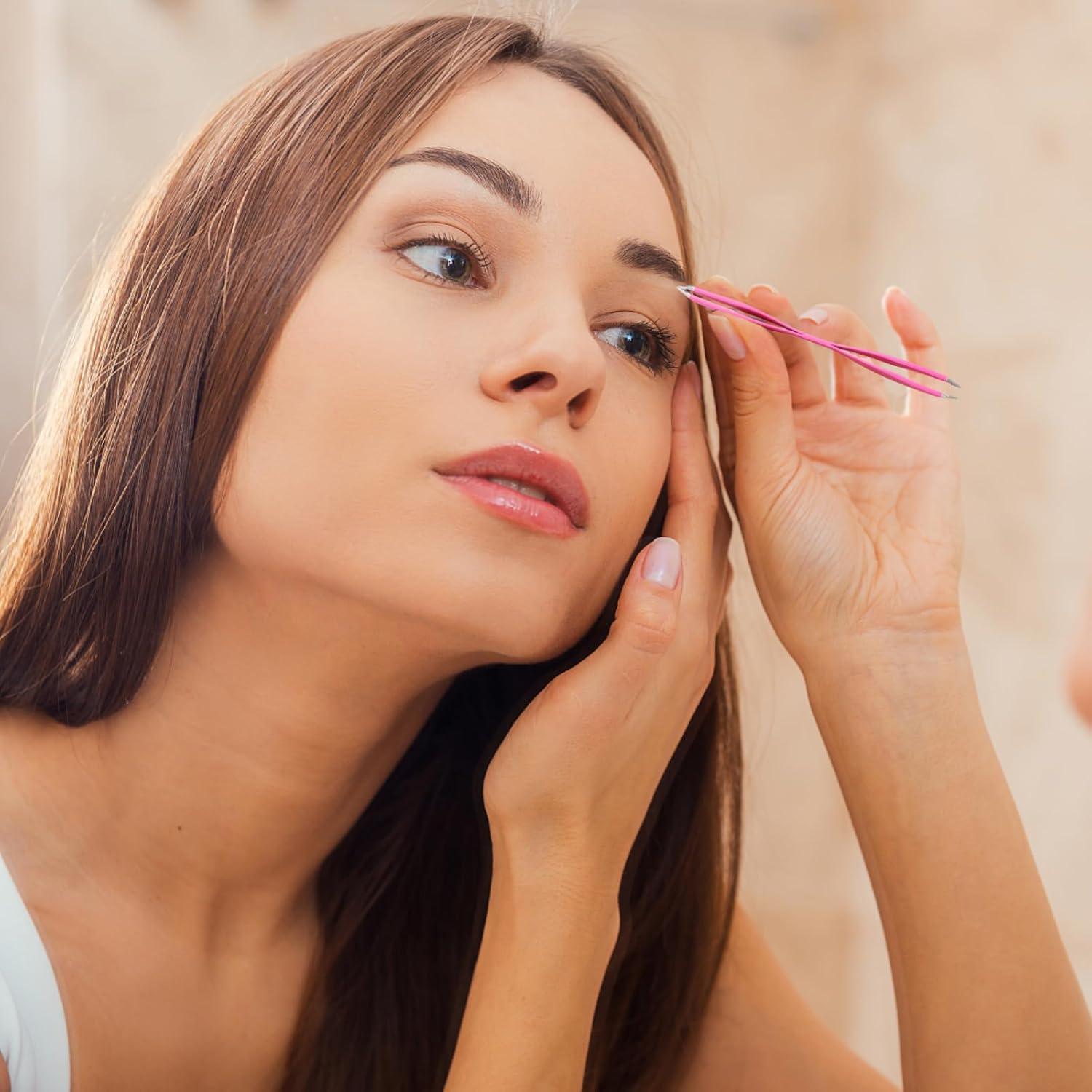 Juego de Pinzas de Cejas Yueton 2 Piezas Acero Inoxidable