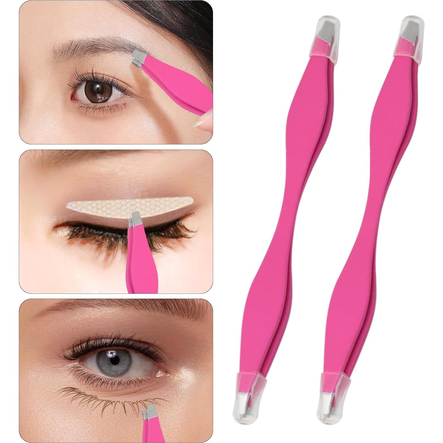 Juego de Pinzas de Cejas Yueton 2 Piezas Acero Inoxidable