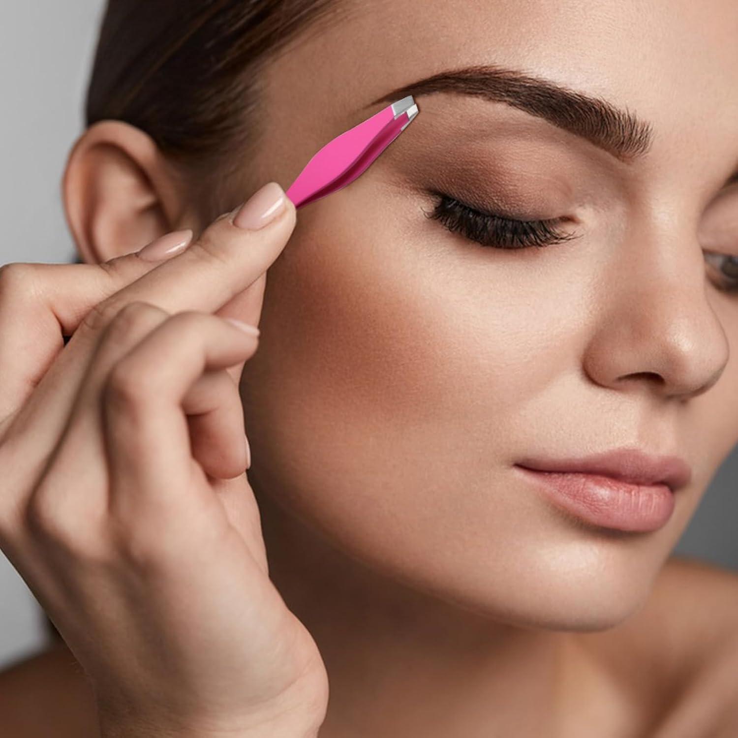 Juego de Pinzas de Cejas Yueton 2 Piezas Acero Inoxidable