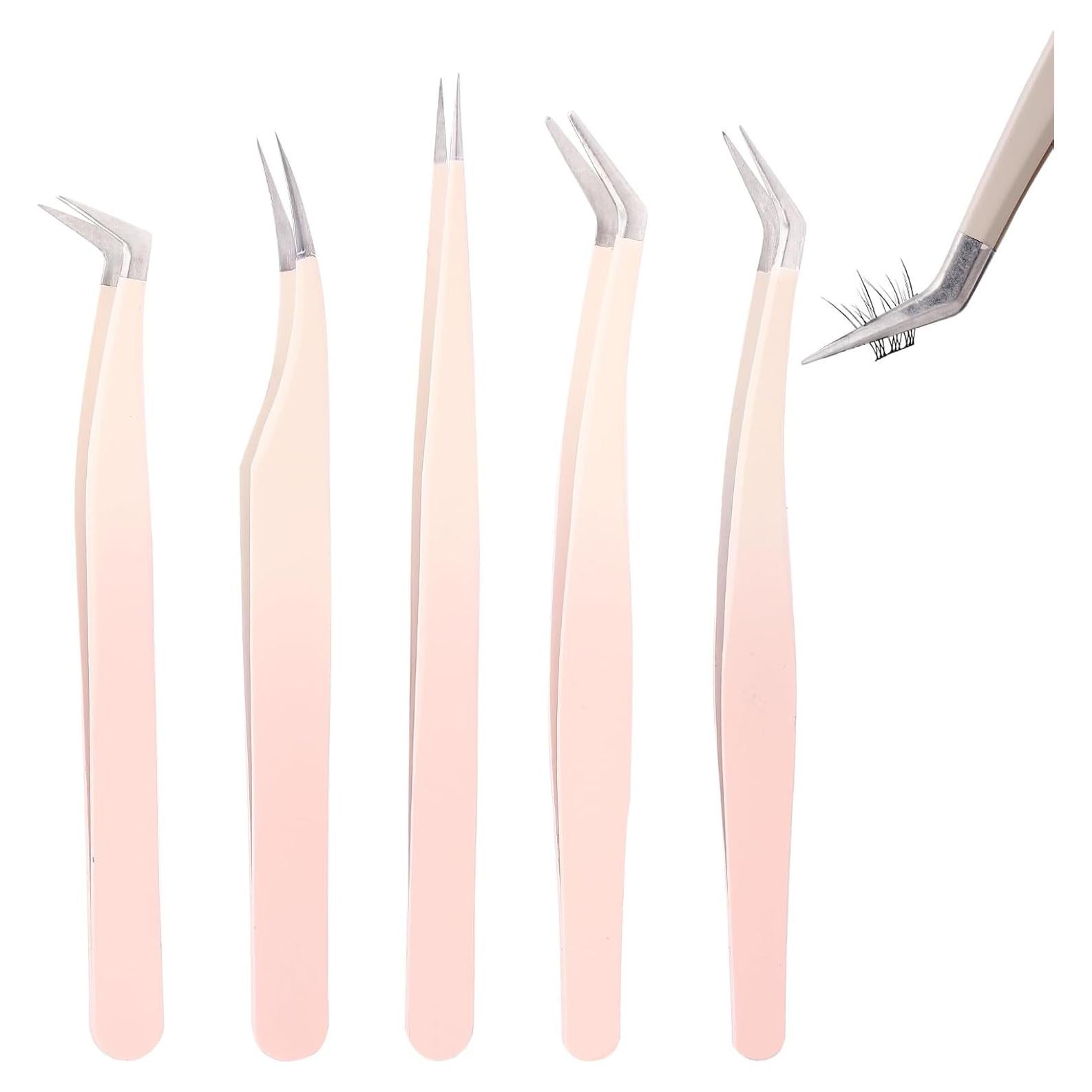 Pinzas para Extensiones de Pestañas Rnodoilkfly Acero Inoxidable
