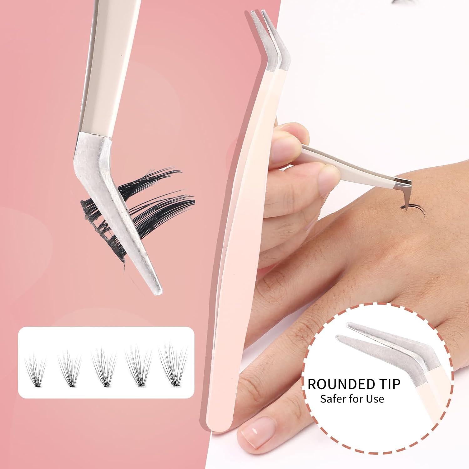 Pinzas para Extensiones de Pestañas Rnodoilkfly Acero Inoxidable