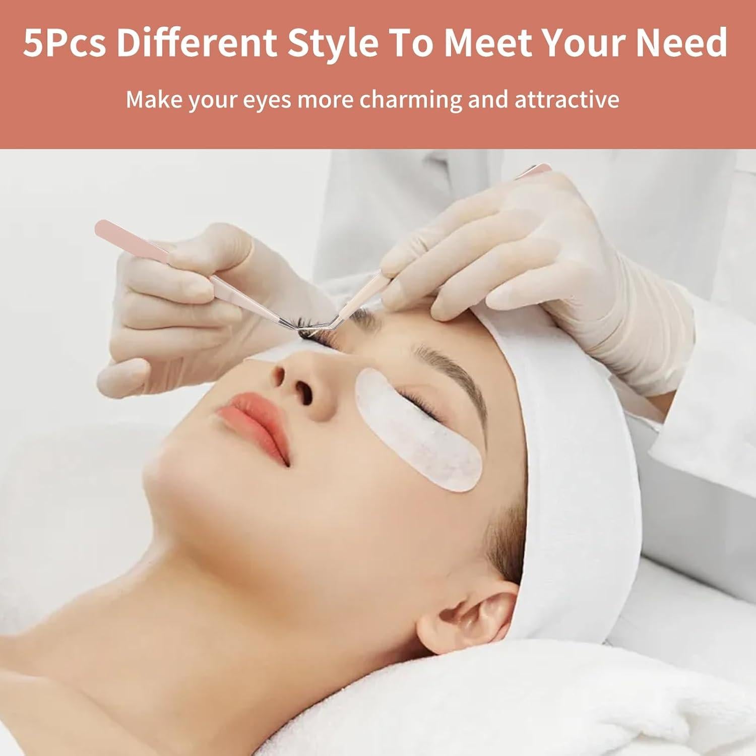 Pinzas para Extensiones de Pestañas Rnodoilkfly Acero Inoxidable