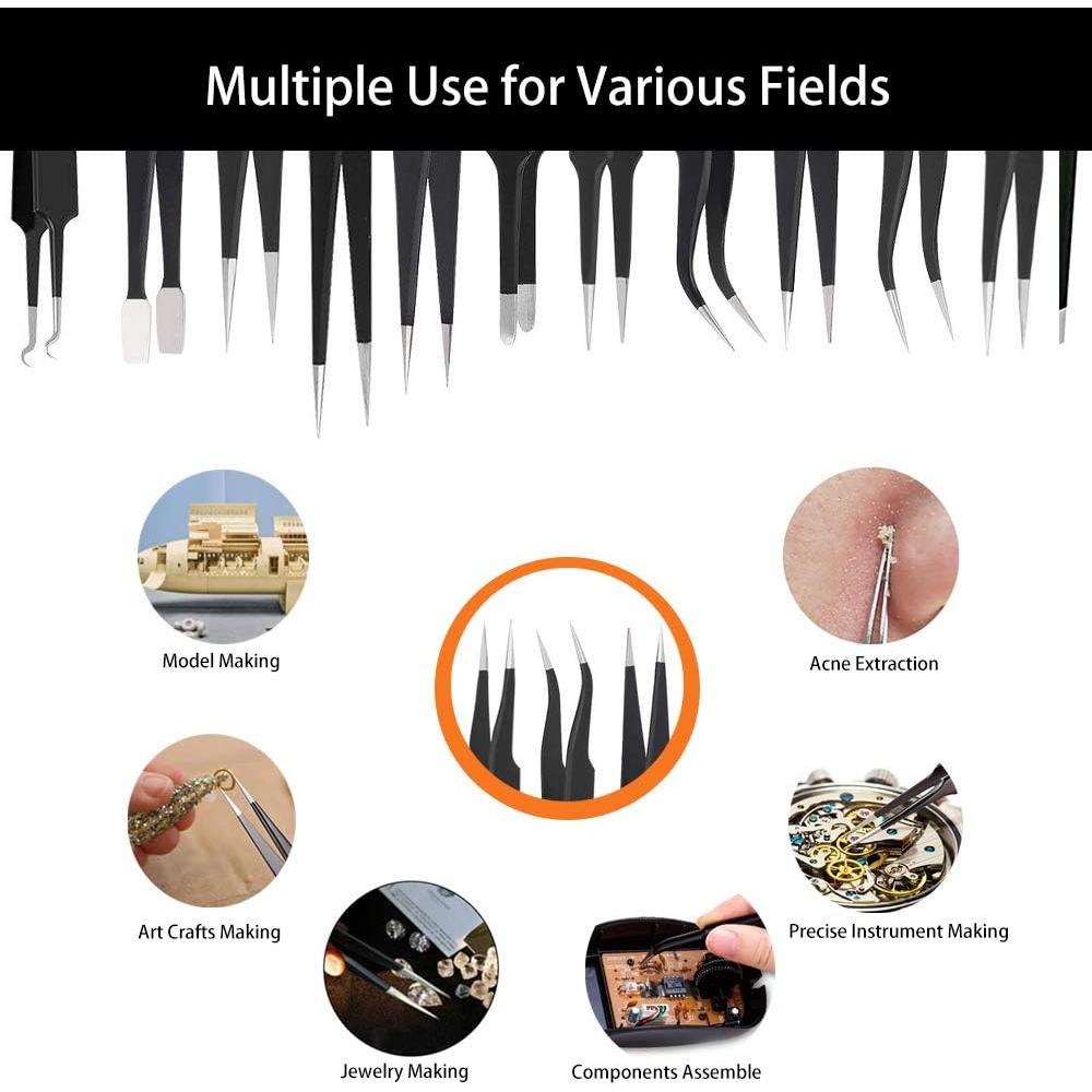 Conjunto de Pinzas de Precisión BOENFU 12 Piezas ESD