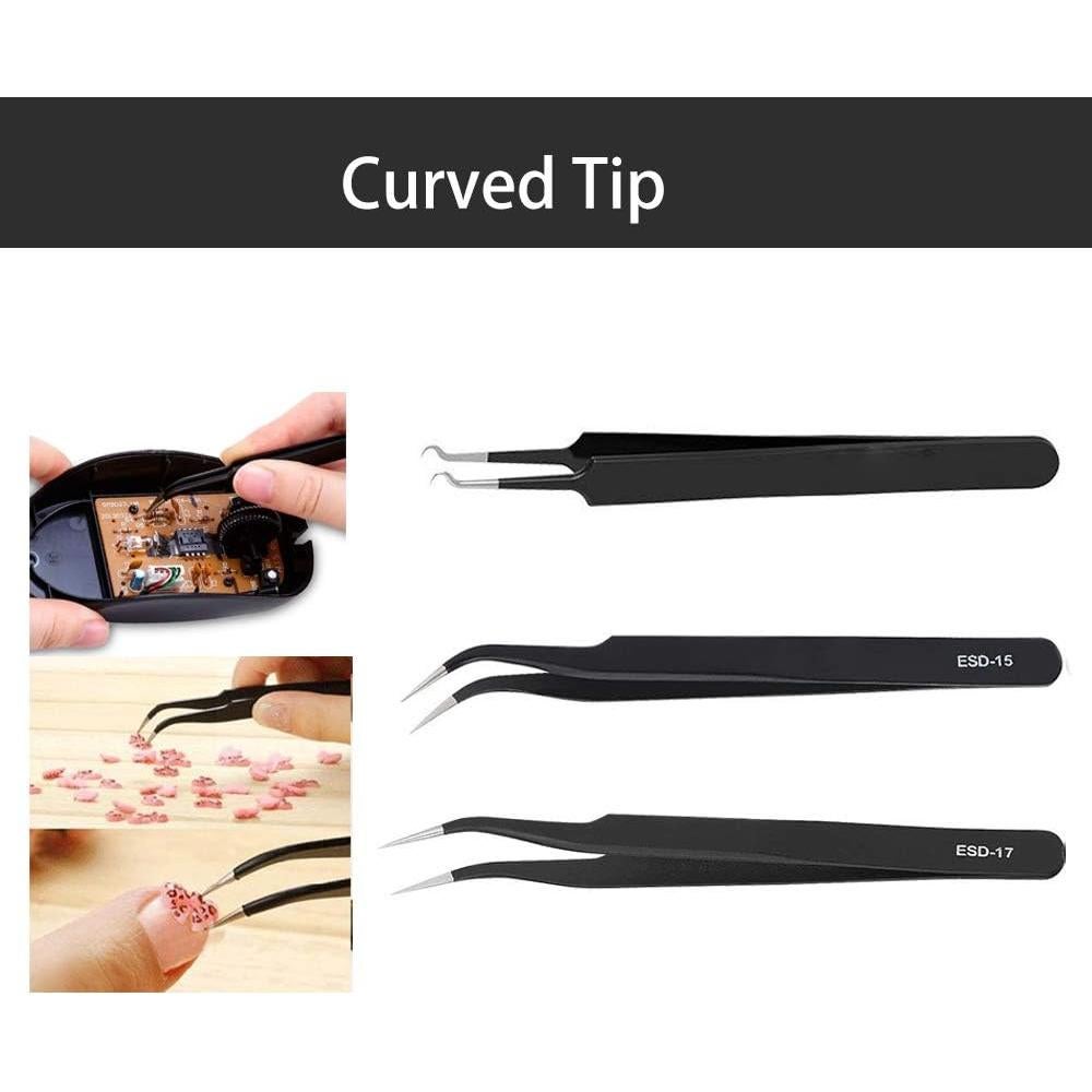 Conjunto de Pinzas de Precisión BOENFU 12 Piezas ESD