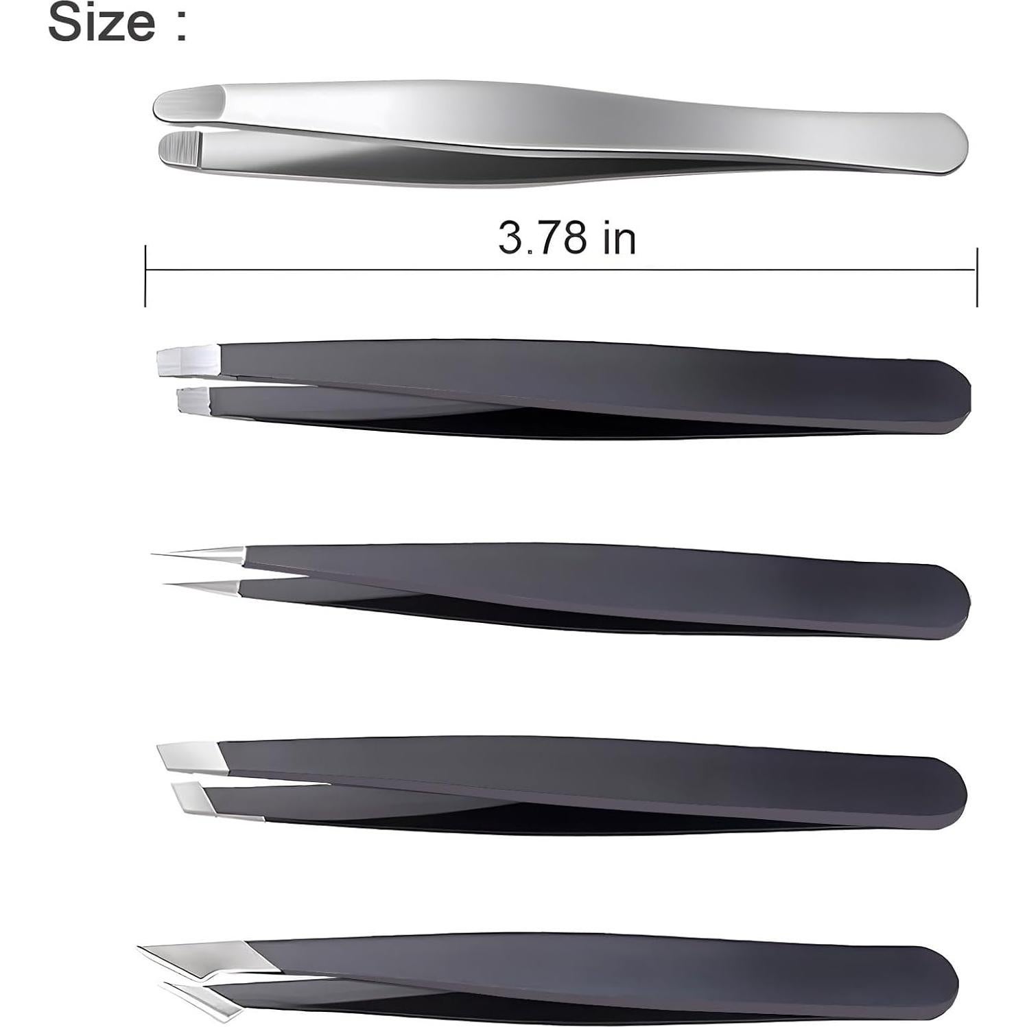 Set de Pinzas de Cejas BAILALIBO 5 Piezas Acero Inoxidable