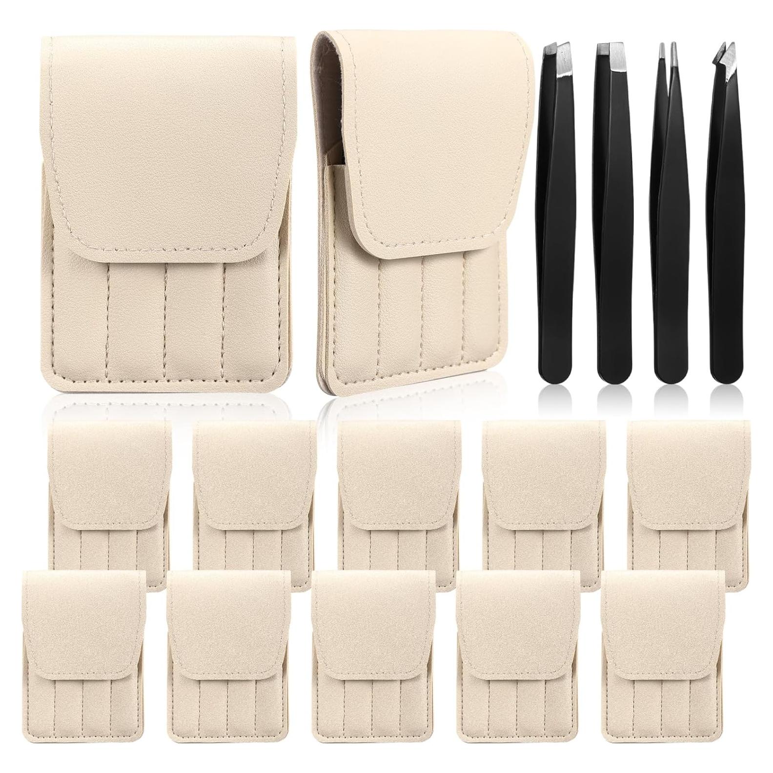 Set de Pinzas para Cejas 12 Piezas Lasnten Acero Inoxidable