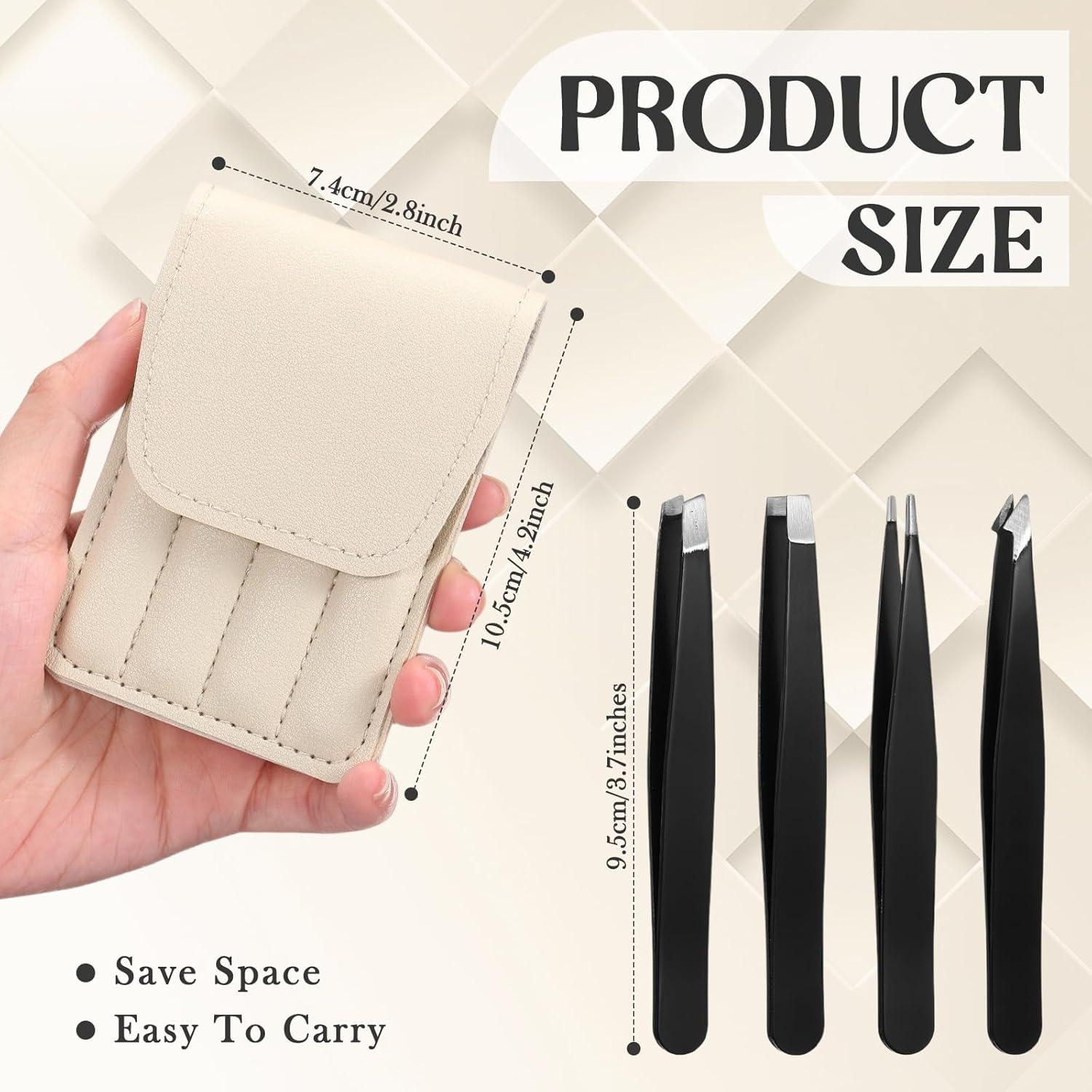 Set de Pinzas para Cejas 12 Piezas Lasnten Acero Inoxidable