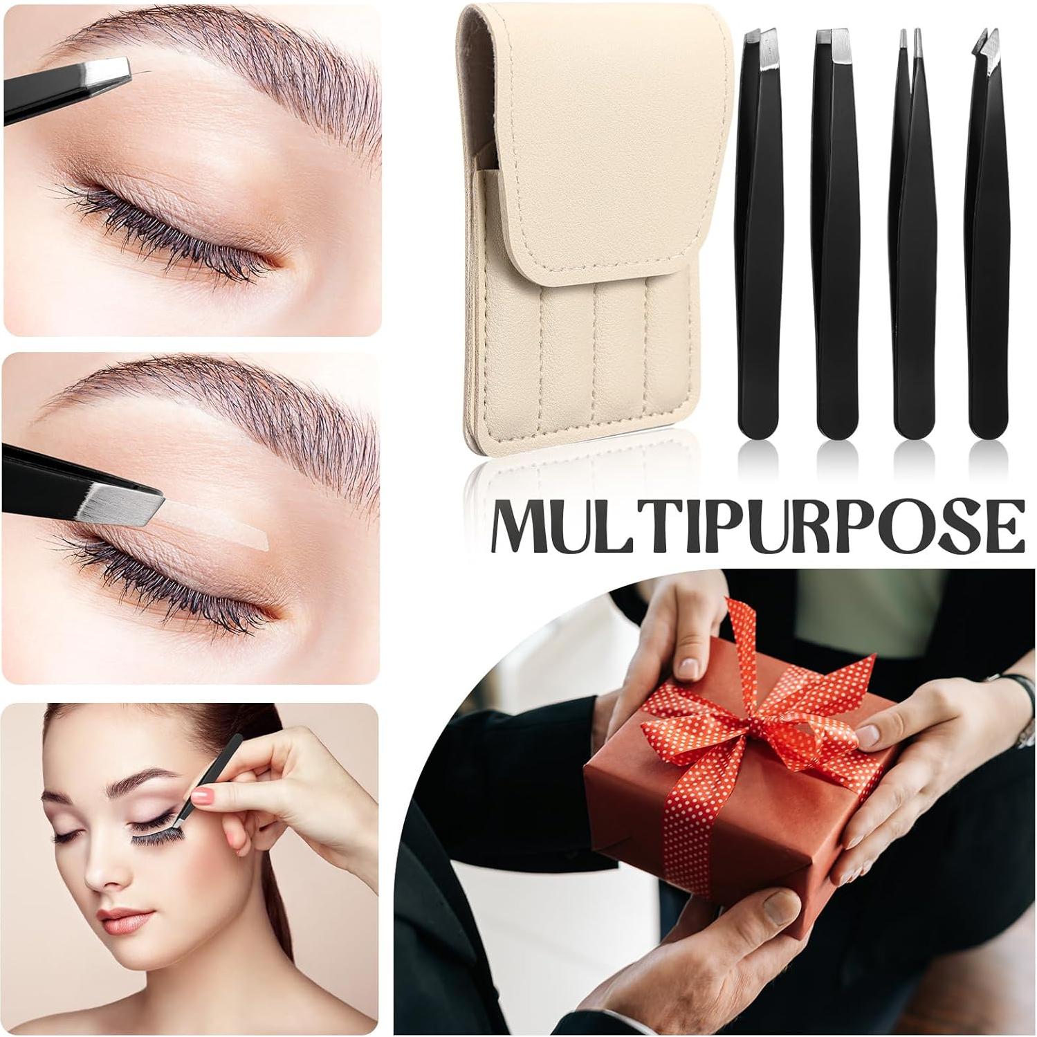 Set de Pinzas para Cejas 12 Piezas Lasnten Acero Inoxidable