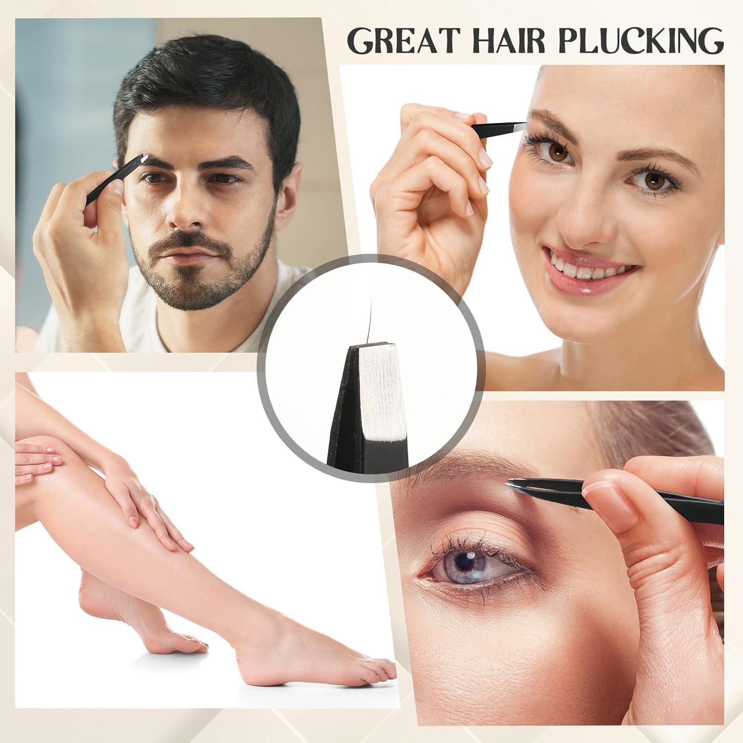 Set de Pinzas para Cejas 12 Piezas Lasnten Acero Inoxidable