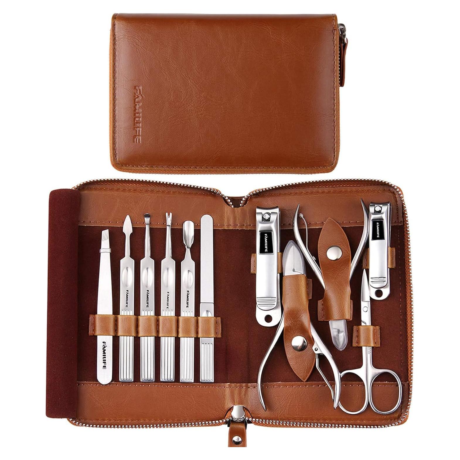 Set de Manicura FAMILIFE 11 en 1 Acero Inoxidable Marrón