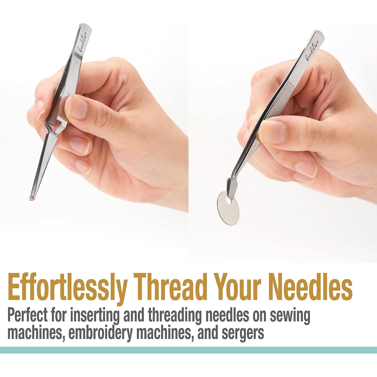 Juego de Pinzas de Precisión Beaditive - 4 Piezas de Acero Inoxidable