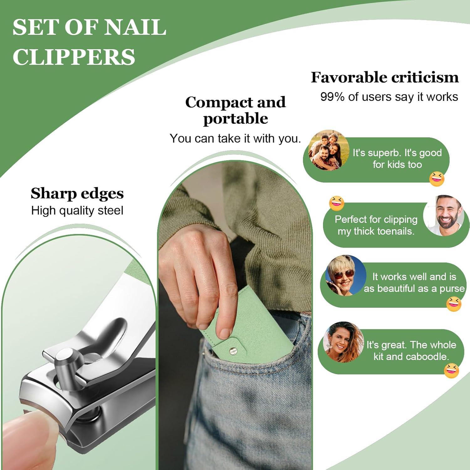 Juego de Cortauñas HANTUSWUS Acero Inoxidable 4 Piezas Verde