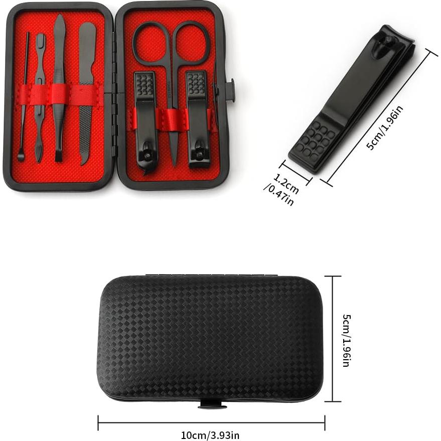 Juego de Manicura 8 en 1 MDOZQ Negro con Estuche de Cuero