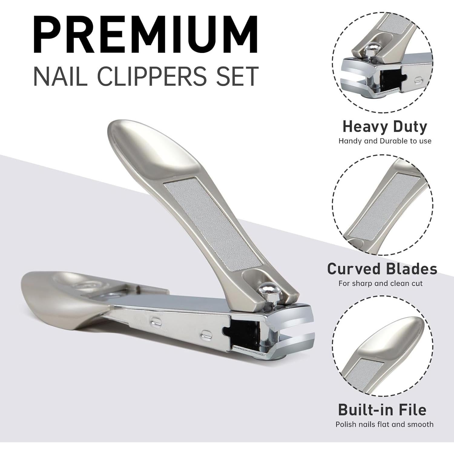 Juego de Cortauñas HBYPRO 4 en 1 Acero Inoxidable Plata