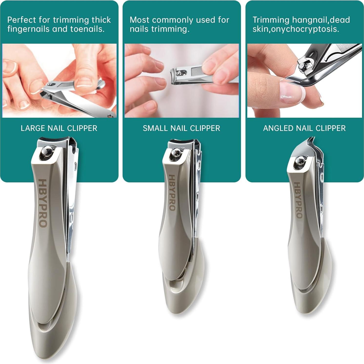 Juego de Cortauñas HBYPRO 4 en 1 Acero Inoxidable Plata