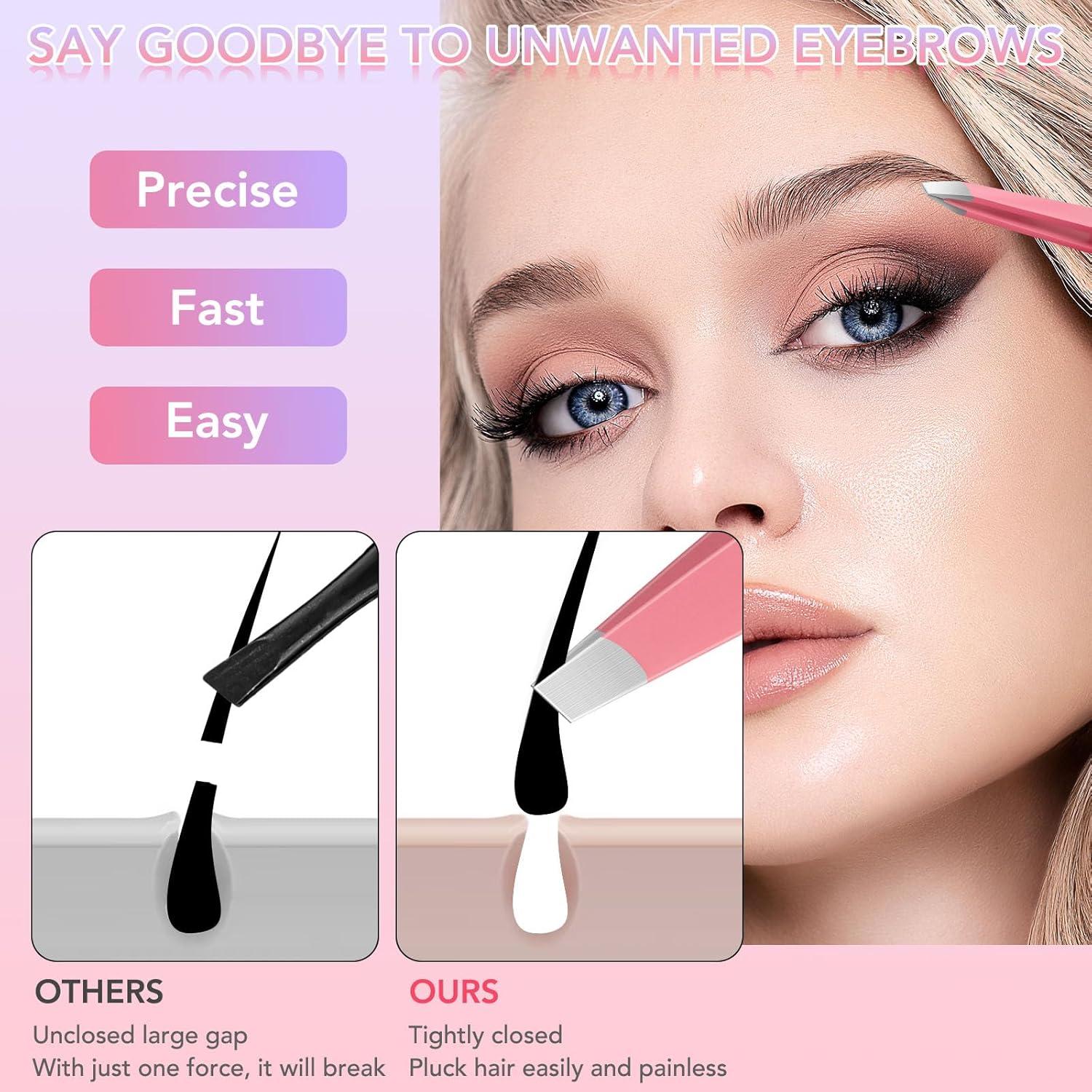 Juego de Pinzas de Precisión ZLDZ 8 Piezas Rosa Acero Inoxidable