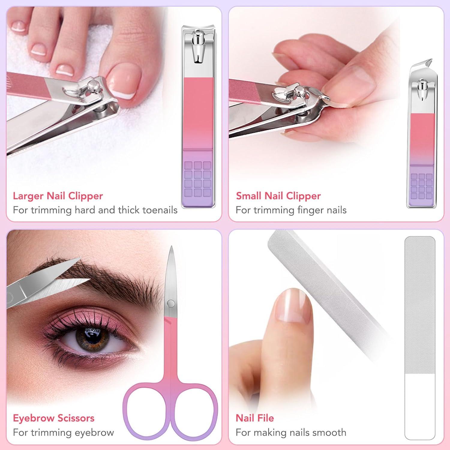 Juego de Pinzas de Precisión ZLDZ 8 Piezas Rosa Acero Inoxidable