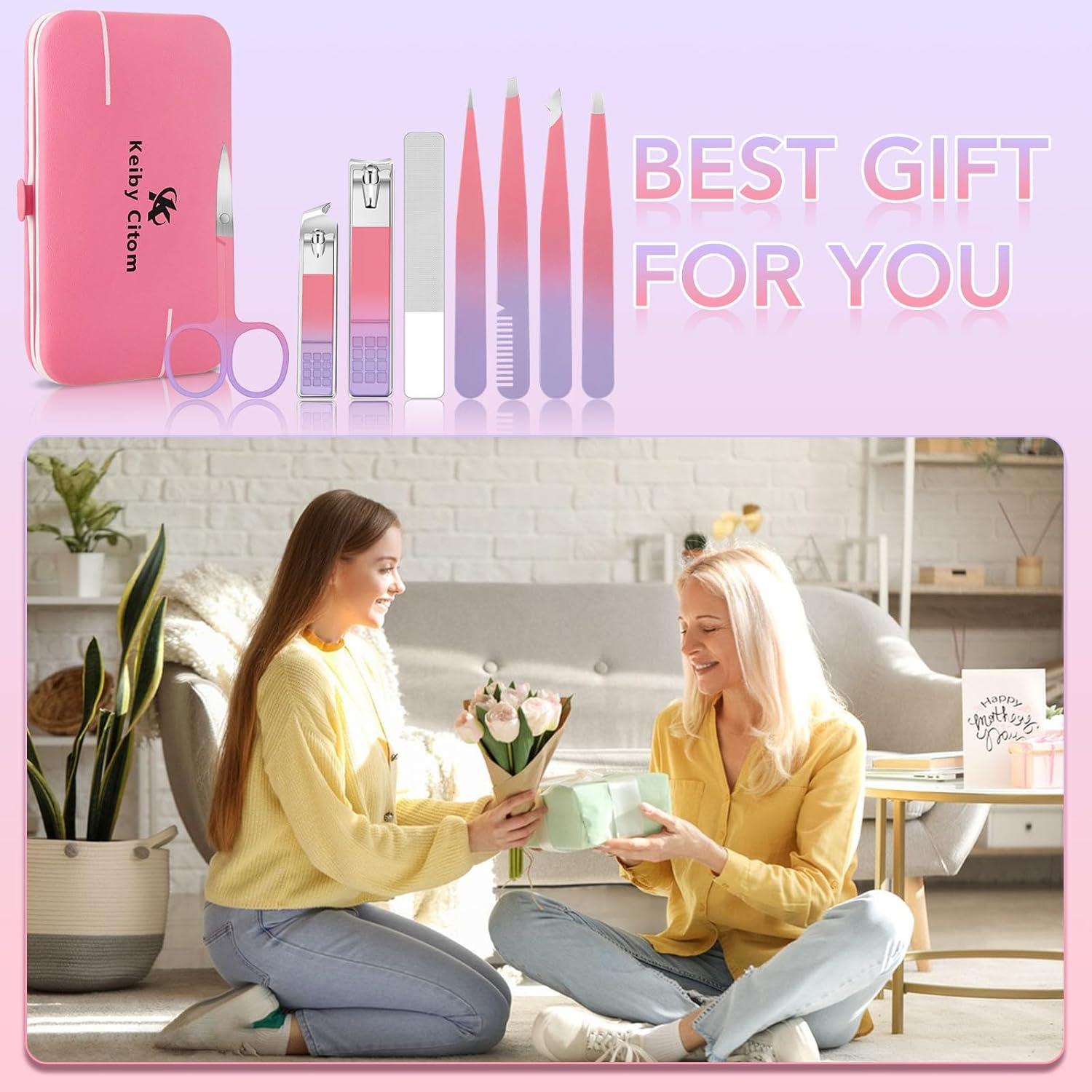 Juego de Pinzas de Precisión ZLDZ 8 Piezas Rosa Acero Inoxidable