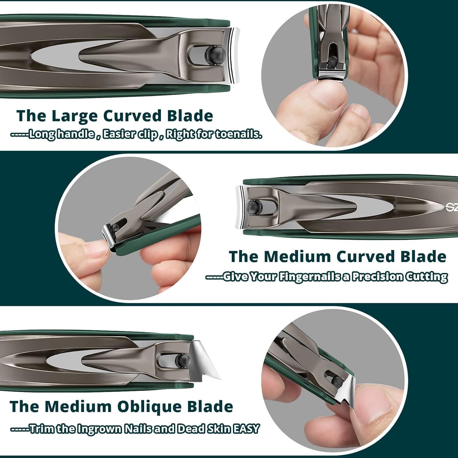Juego de Cortauñas LY - 3 Piezas Acero Inoxidable Afilado