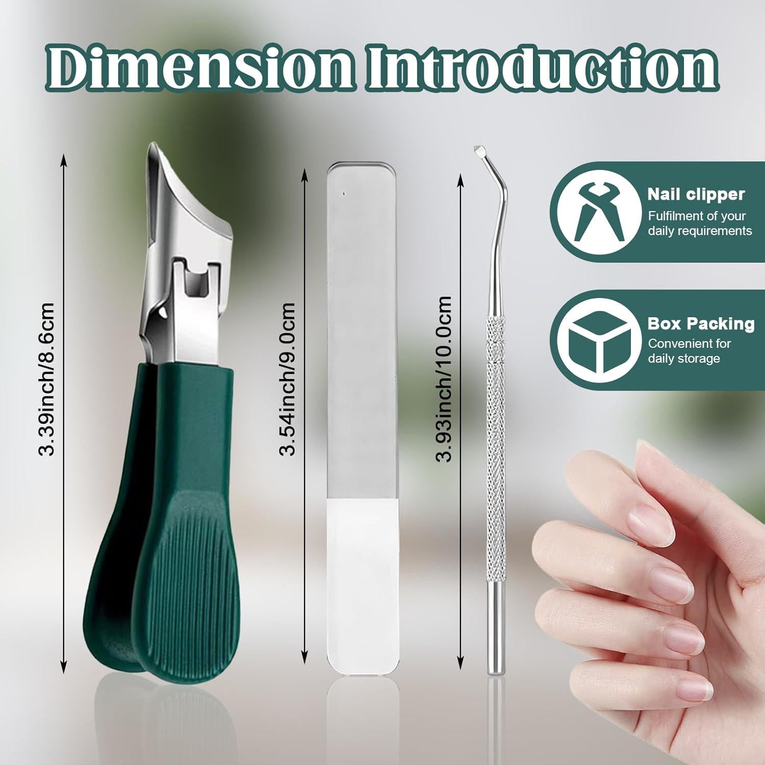 Juego de cortaúñas Wshxjzyay 3 piezas con diseño ergonómico