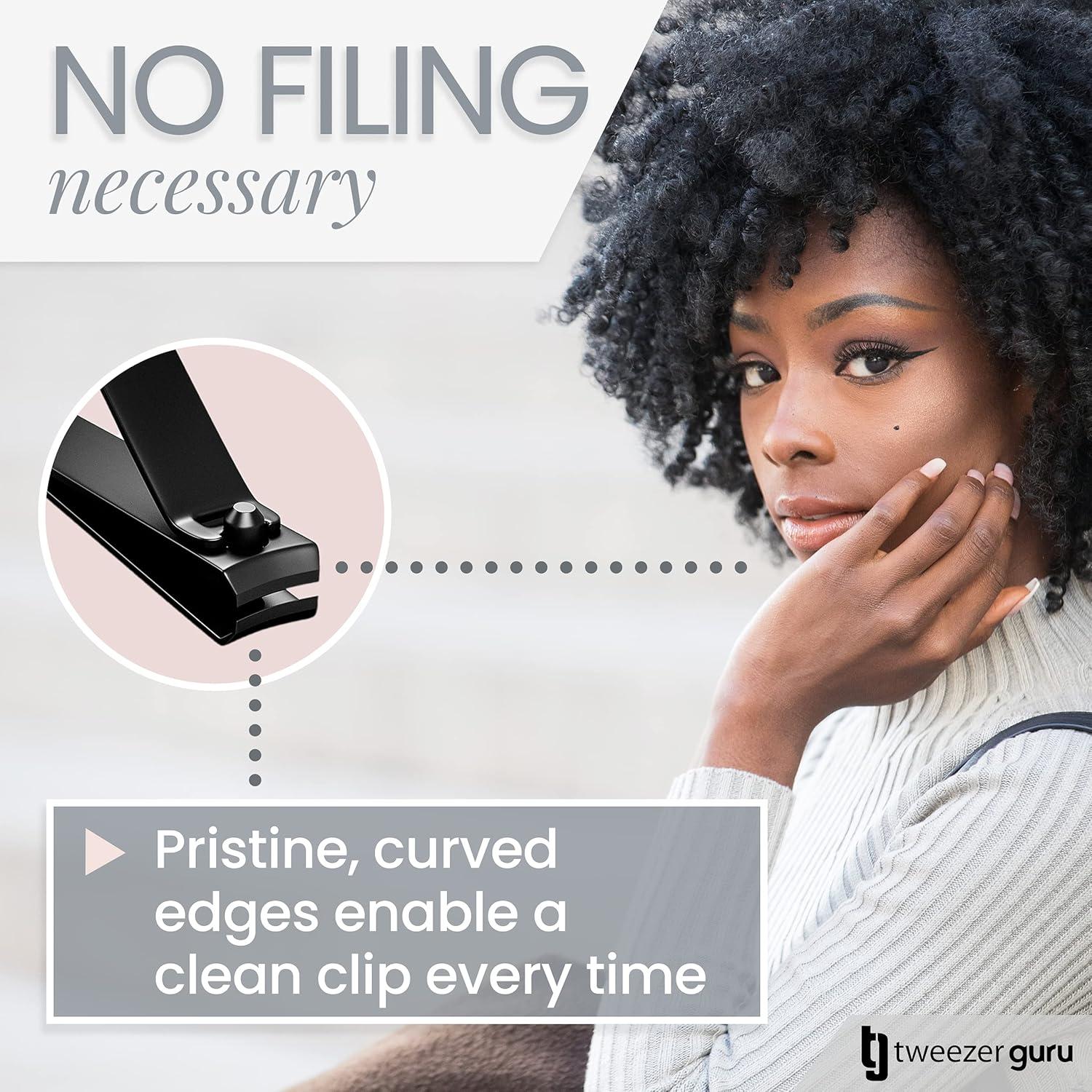 Cortauñas Profesional Tweezer Guru - Acero Inoxidable, Bisel Curvado, 2 Unidades