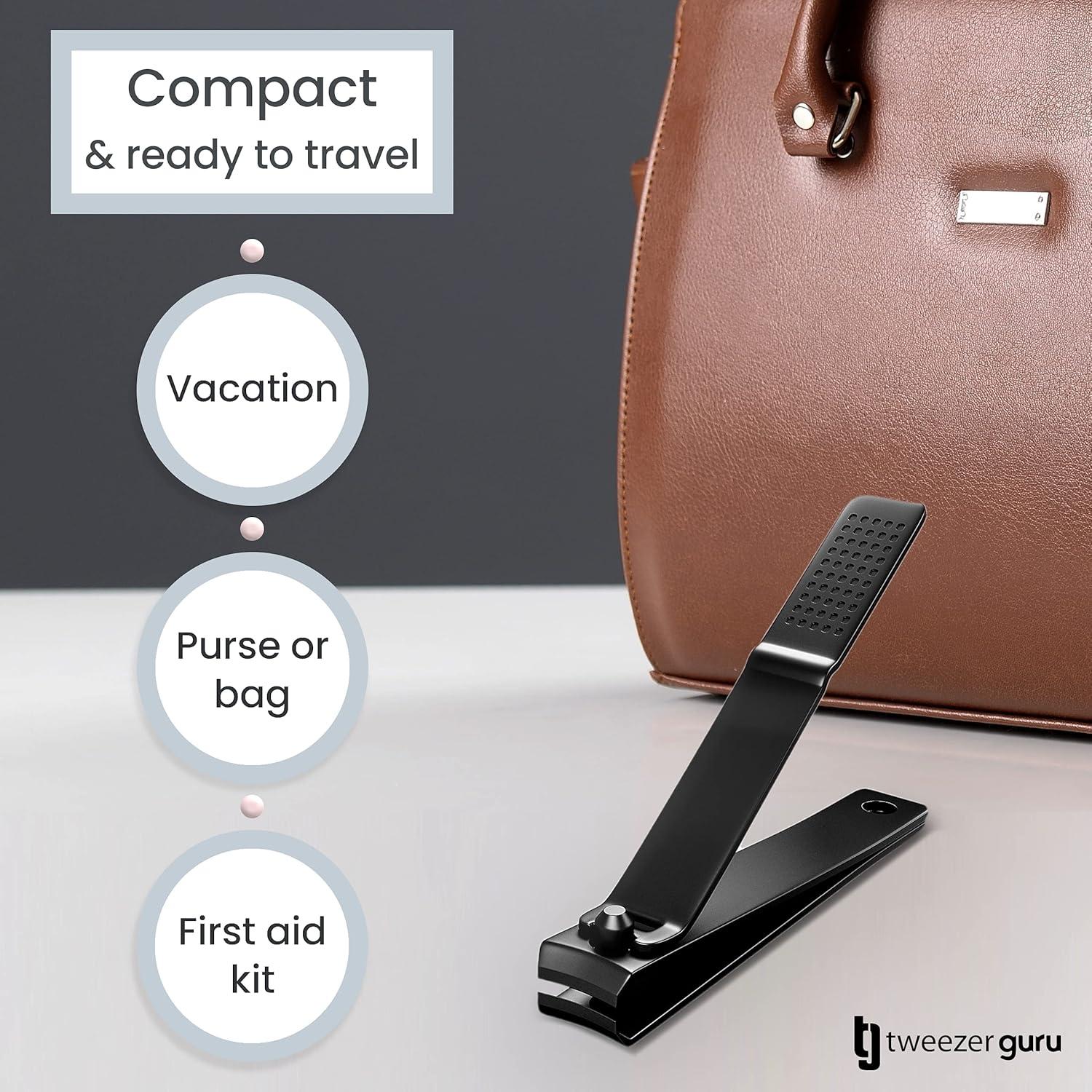 Cortauñas Profesional Tweezer Guru - Acero Inoxidable, Bisel Curvado, 2 Unidades