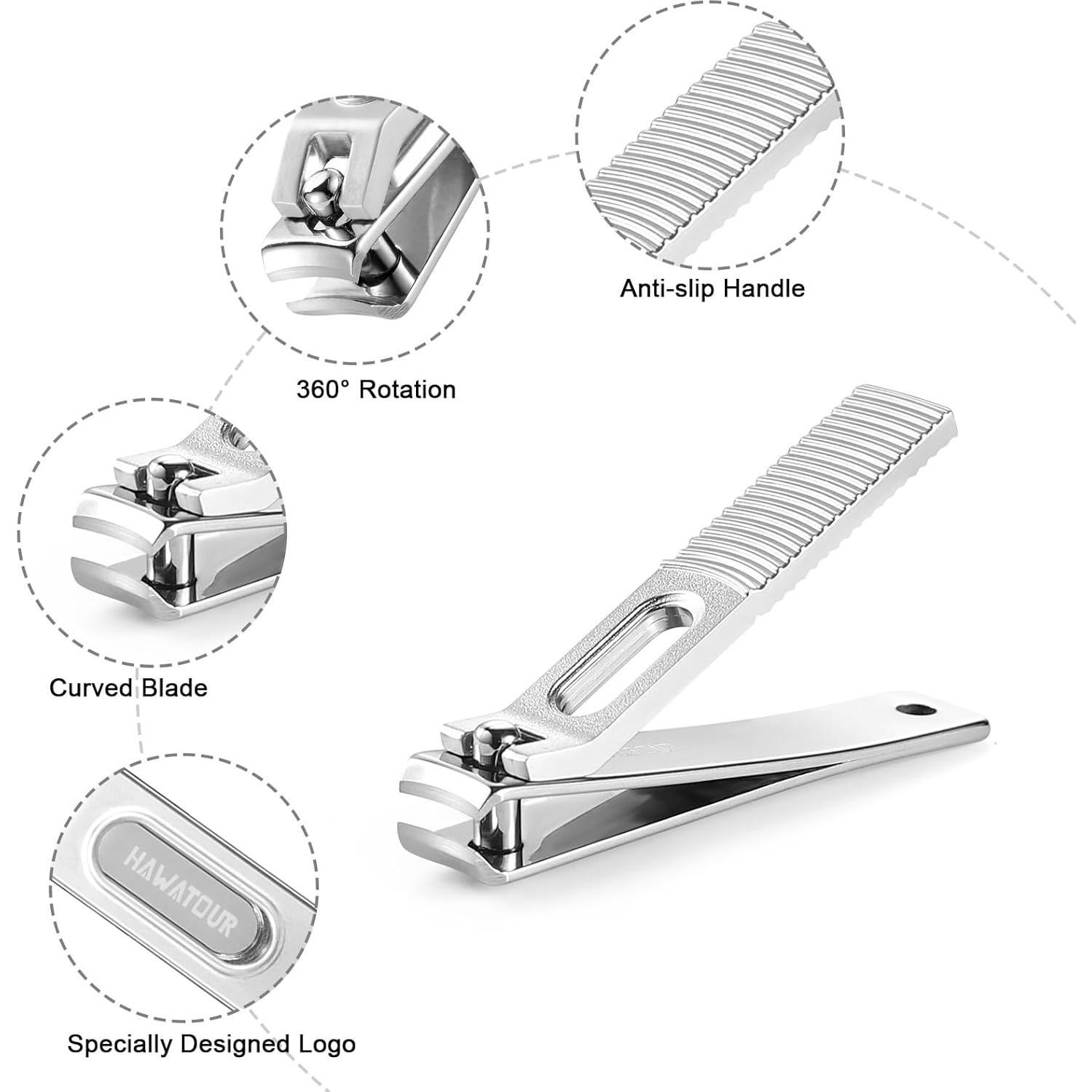 Juego de Cortauñas HAWATOUR Acero Inoxidable 420J2 Curvado