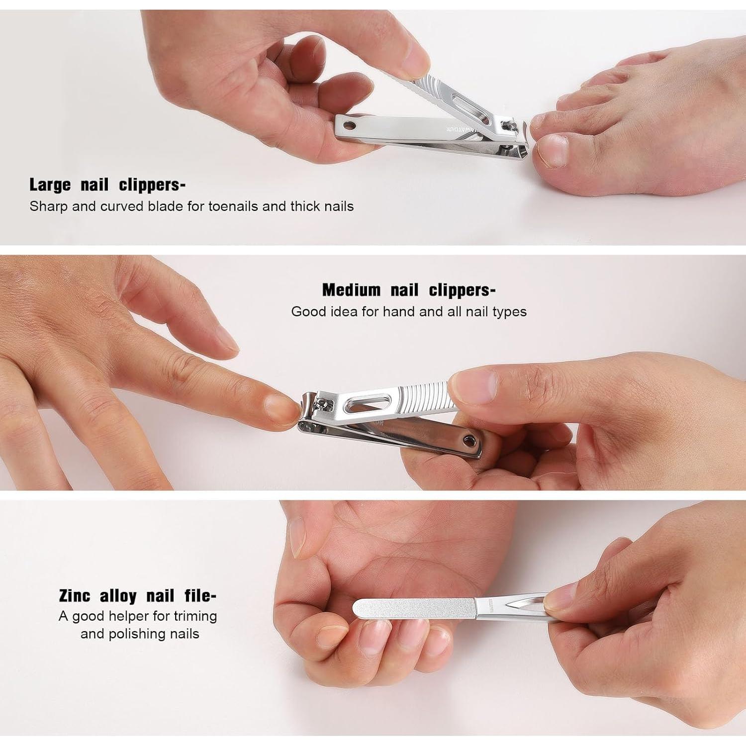 Juego de Cortauñas HAWATOUR Acero Inoxidable 420J2 Curvado