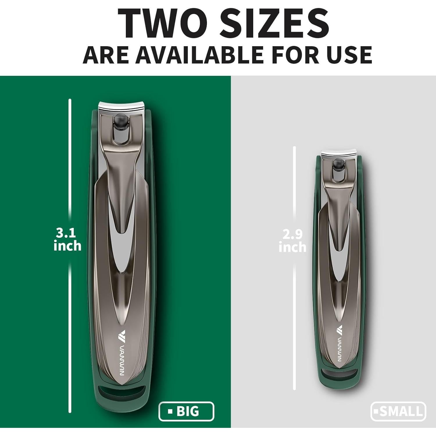 Cortauñas VANWIN 2-pack Grande y Pequeño con Recolector