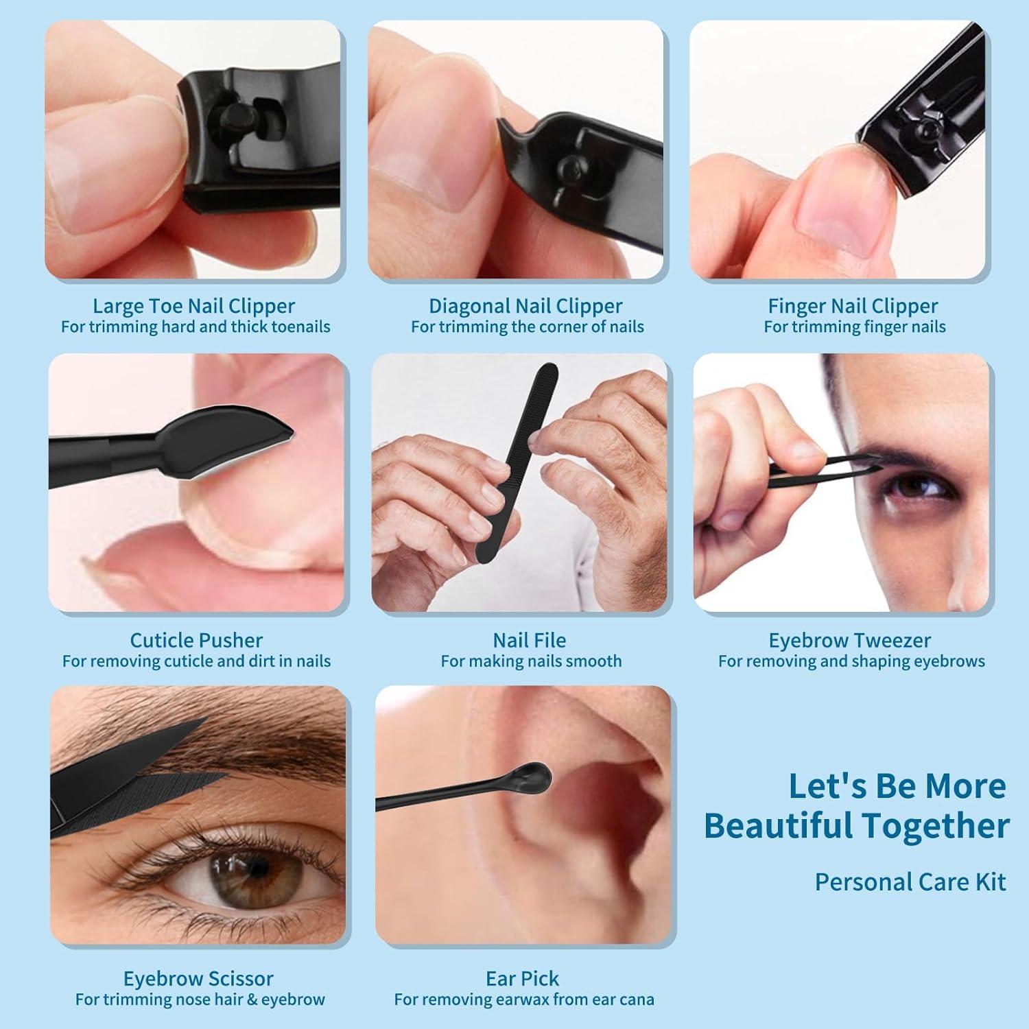 Kit de Cuidado de Uñas para Hombres OFIDUS 8 Piezas Acero Inoxidable