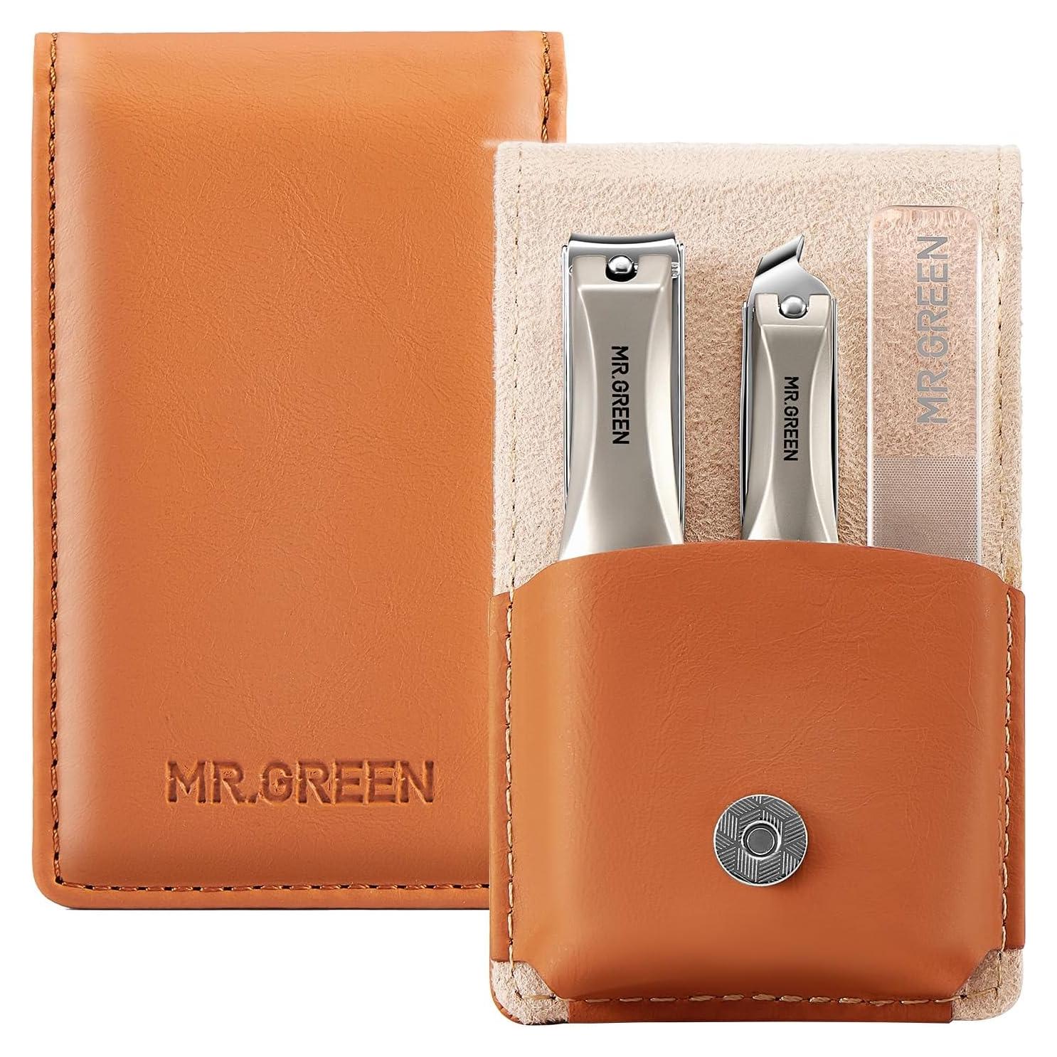 Set de Cortauñas MR.GREEN 3 Piezas Acero Inoxidable con Estuche