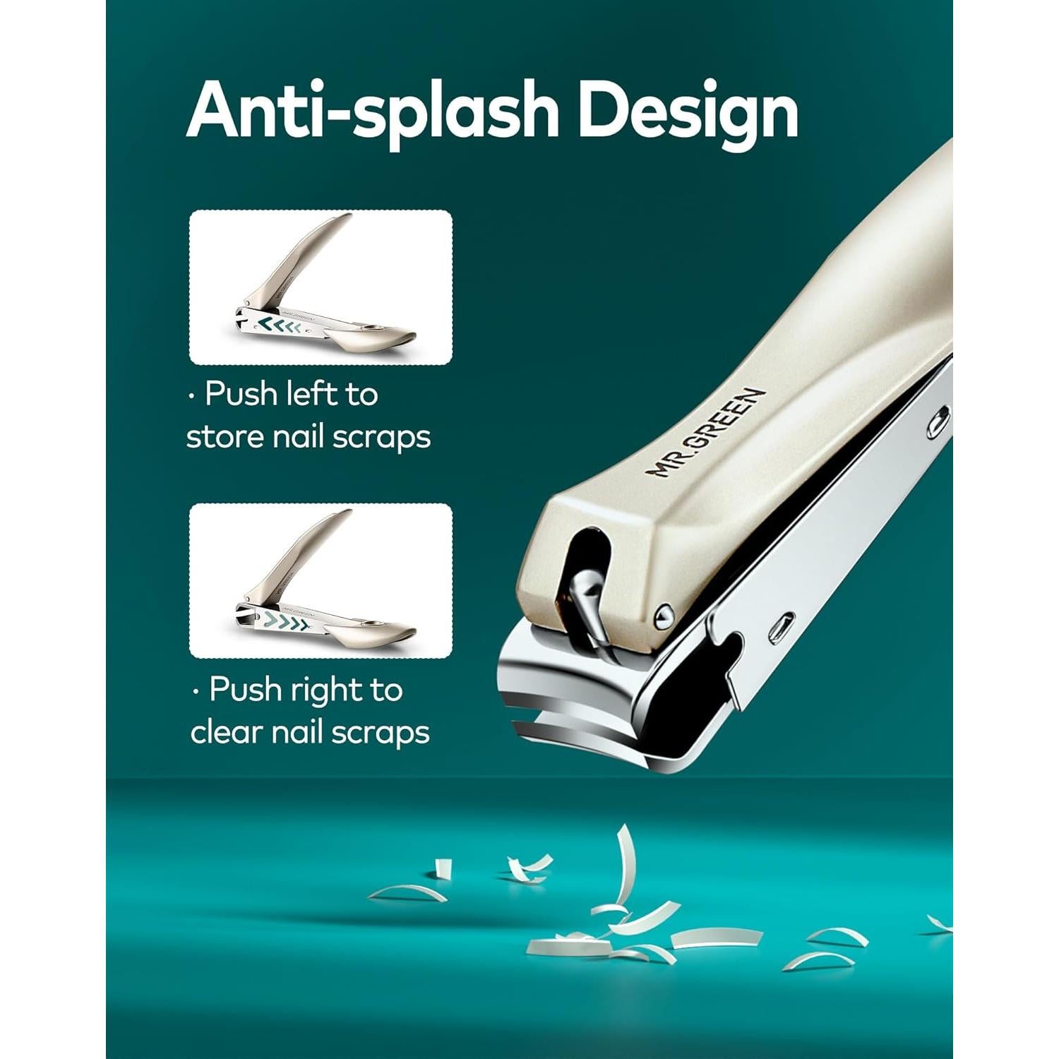 Set de Cortauñas MR.GREEN 3 Piezas Acero Inoxidable con Estuche