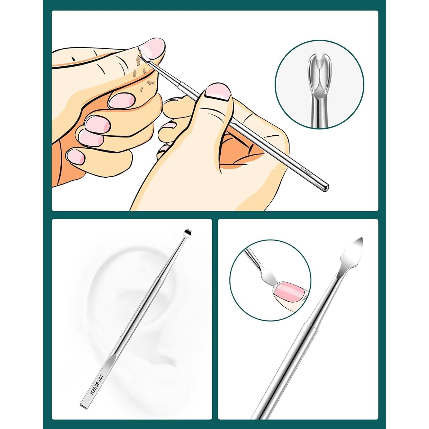 Kit de Manicura 10 en 1 MR.GREEN Acero Inoxidable Portátil