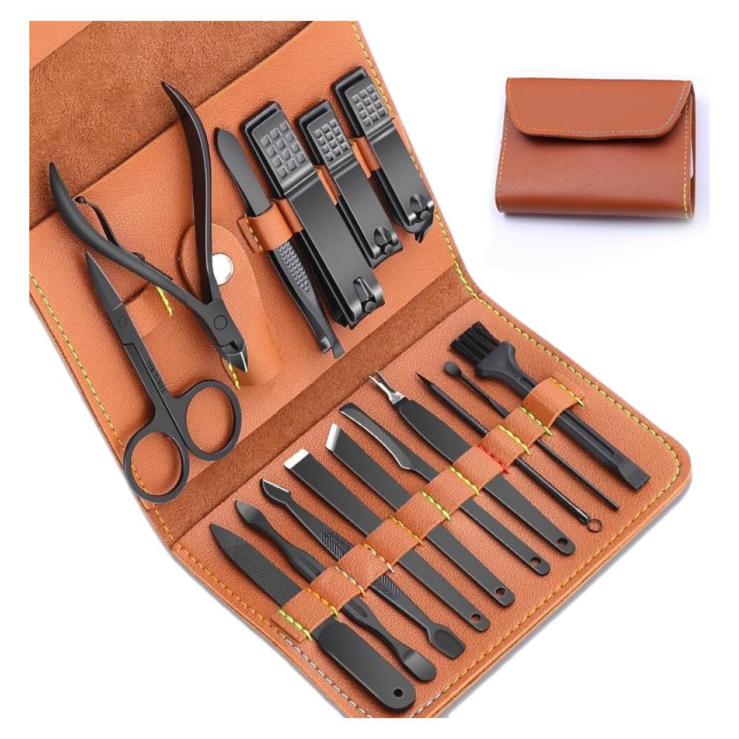 Kit de Manicura y Pedicura Ruiwin 16 Piezas Acero Inoxidable