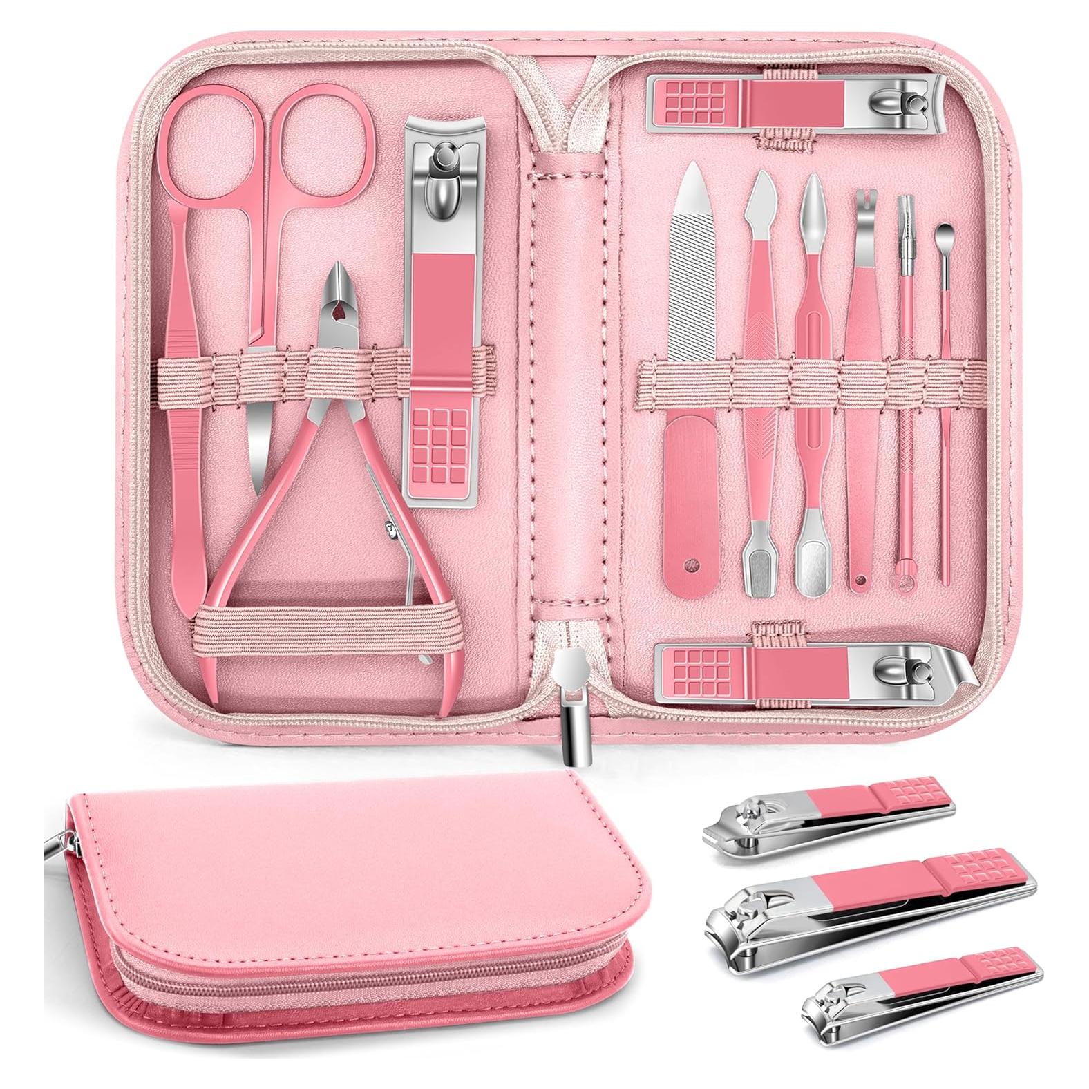 Set de Manicura y Pedicura BLESWIN 12 Piezas Rosa