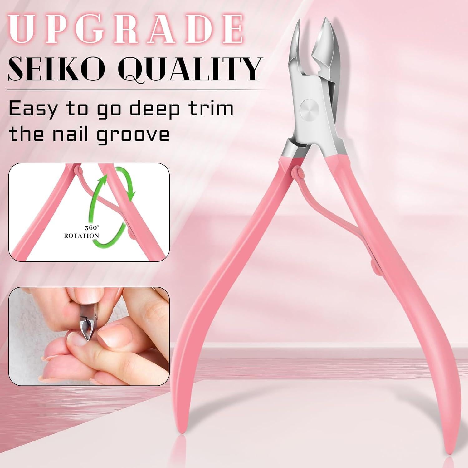 Set de Manicura y Pedicura BLESWIN 12 Piezas Rosa