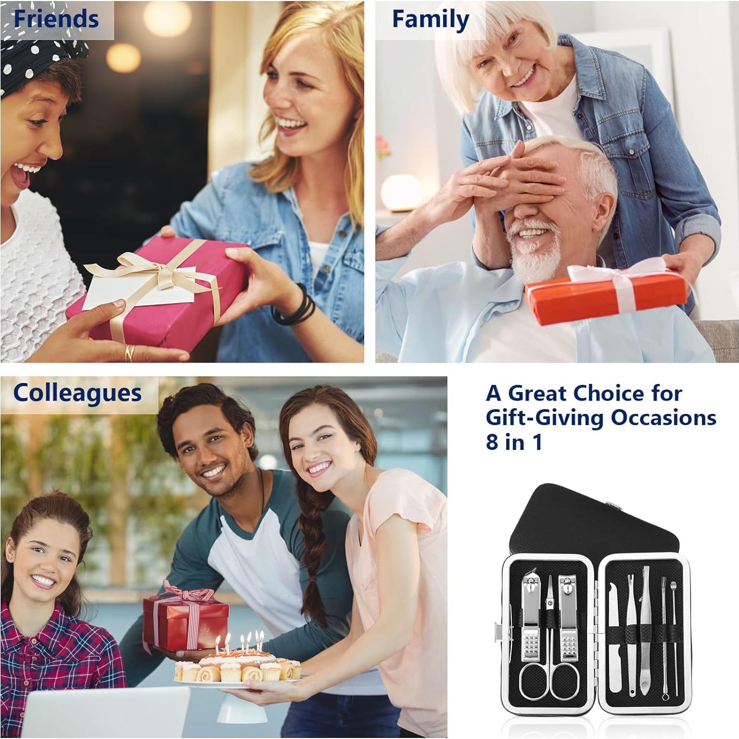 Kit de Manicura Geosar 8 en 1 Acero Inoxidable Negro